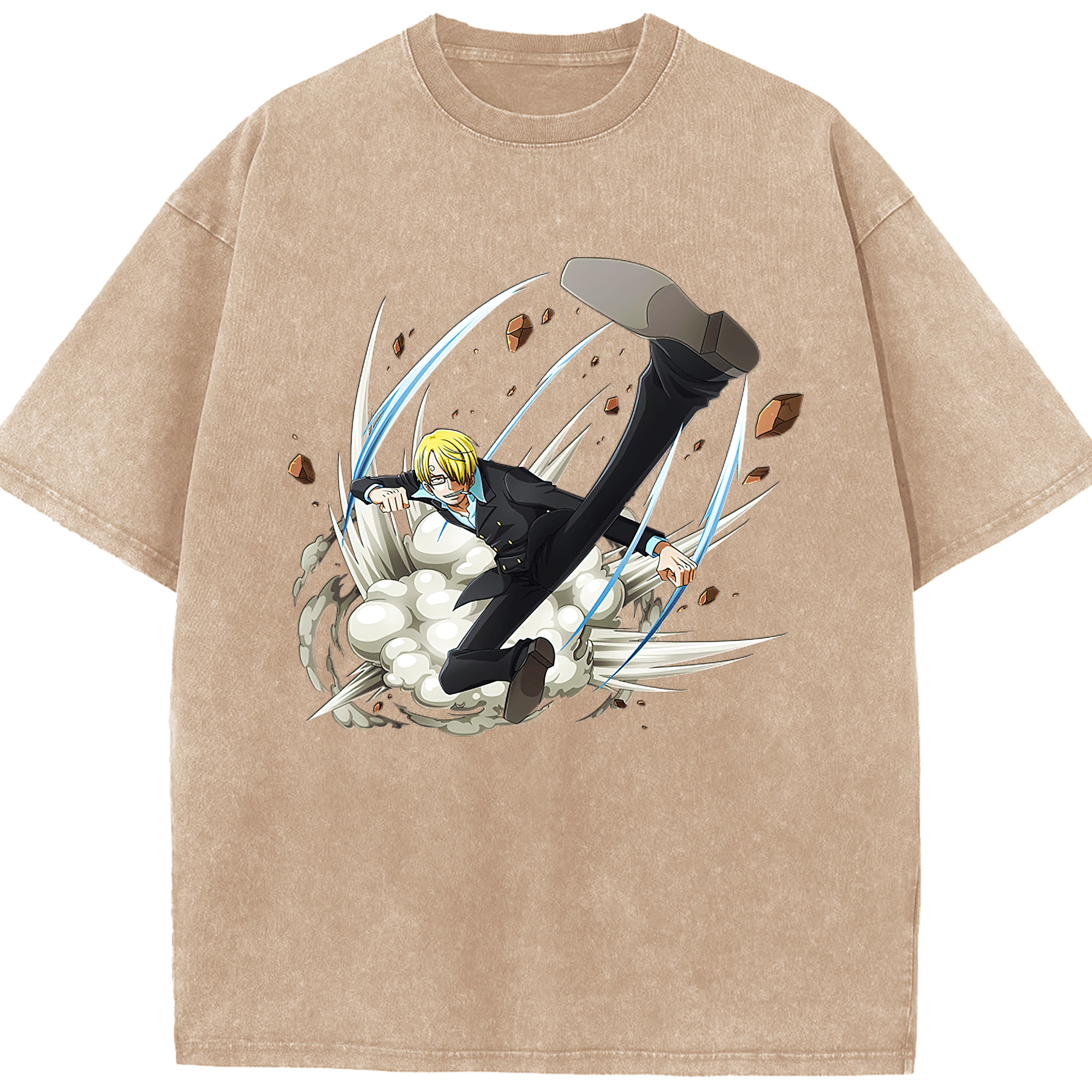 （画像用） ワンピース サンジ ONE PIECE Sanji 綿100% ヴィンテージ風 半袖Tシャツ（フロントプリント）
