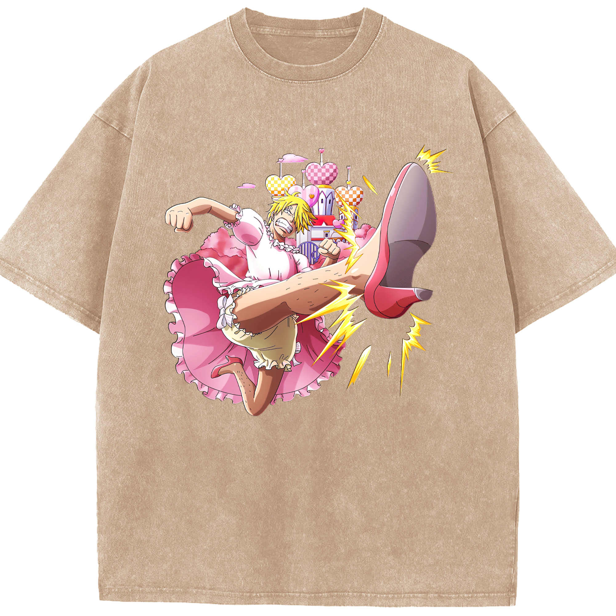 （画像用） ワンピース サンジ ONE PIECE Sanji 綿100% ヴィンテージ風 半袖Tシャツ（フロントプリント）