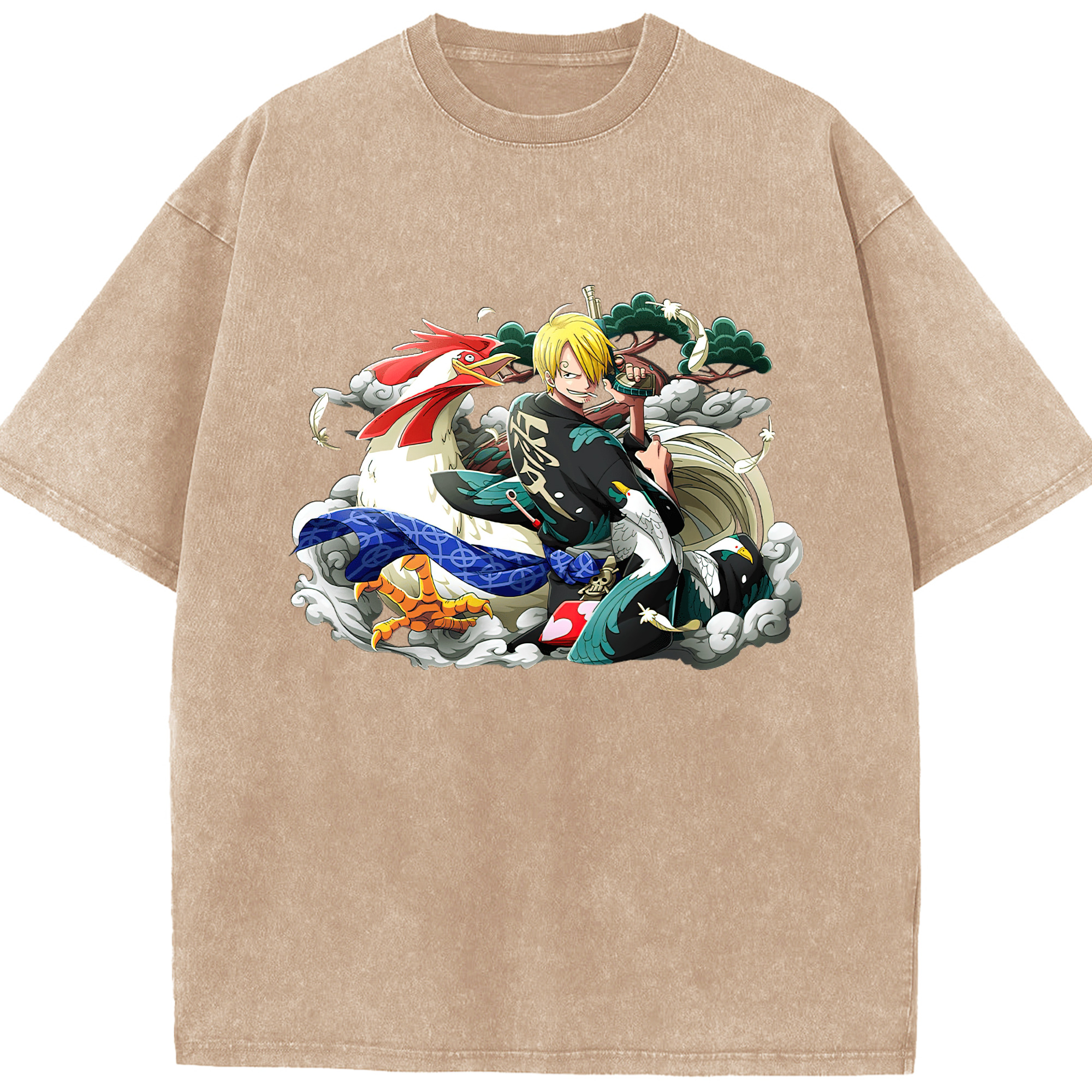 （画像用） ワンピース サンジ ONE PIECE Sanji 綿100% ヴィンテージ風 半袖Tシャツ（フロントプリント）