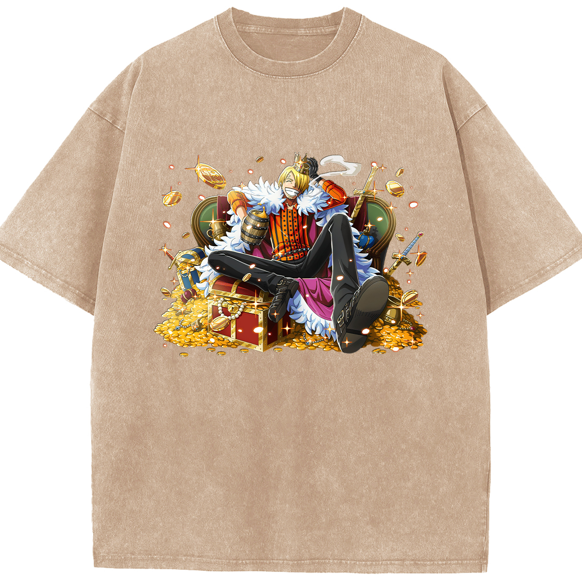 （画像用） ワンピース サンジ ONE PIECE Sanji 綿100% ヴィンテージ風 半袖Tシャツ（フロントプリント）