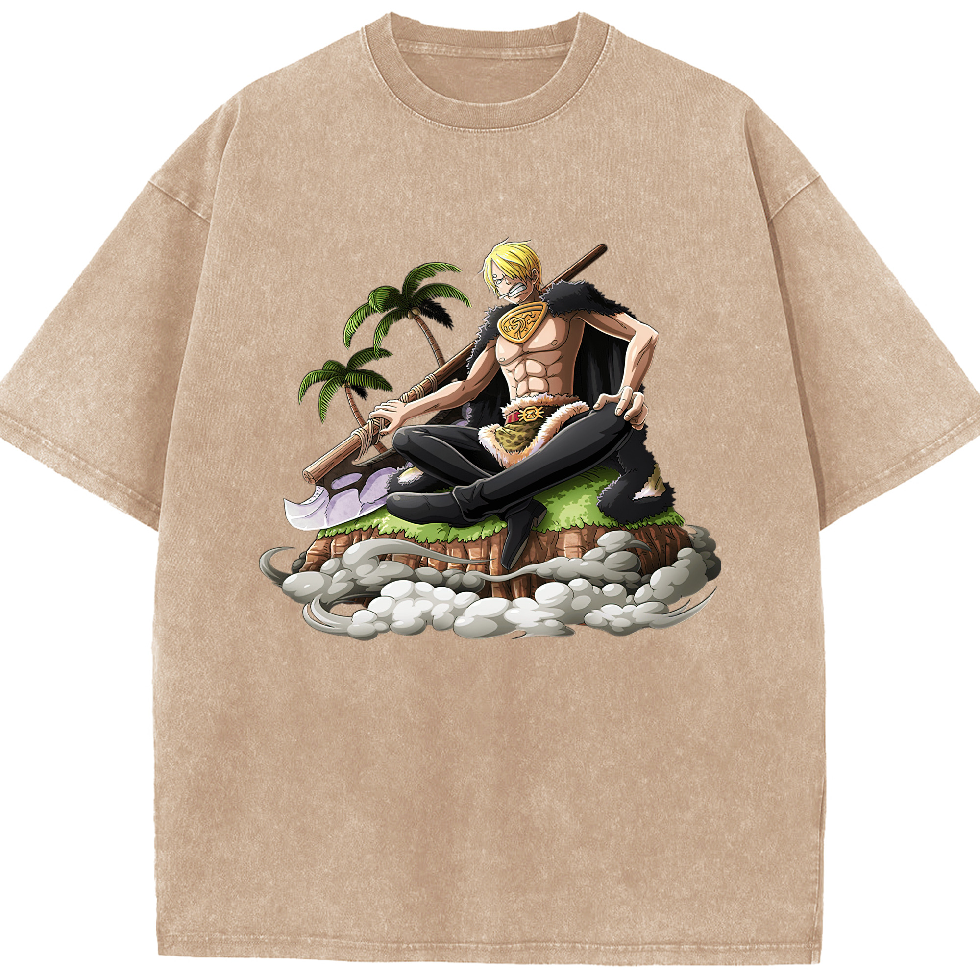 （画像用） ワンピース サンジ ONE PIECE Sanji 綿100% ヴィンテージ風 半袖Tシャツ（フロントプリント）