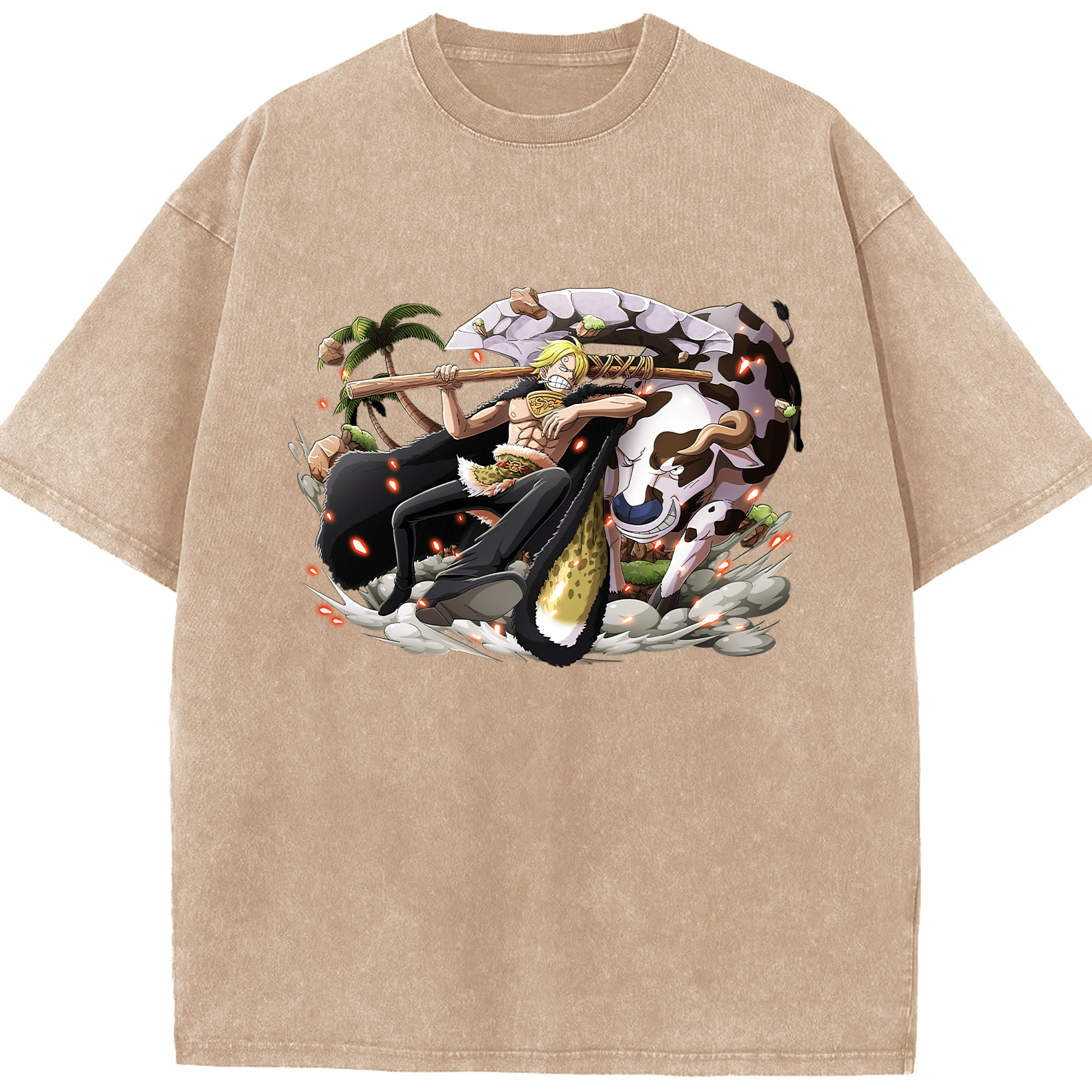 （画像用） ワンピース サンジ ONE PIECE Sanji 綿100% ヴィンテージ風 半袖Tシャツ（フロントプリント）