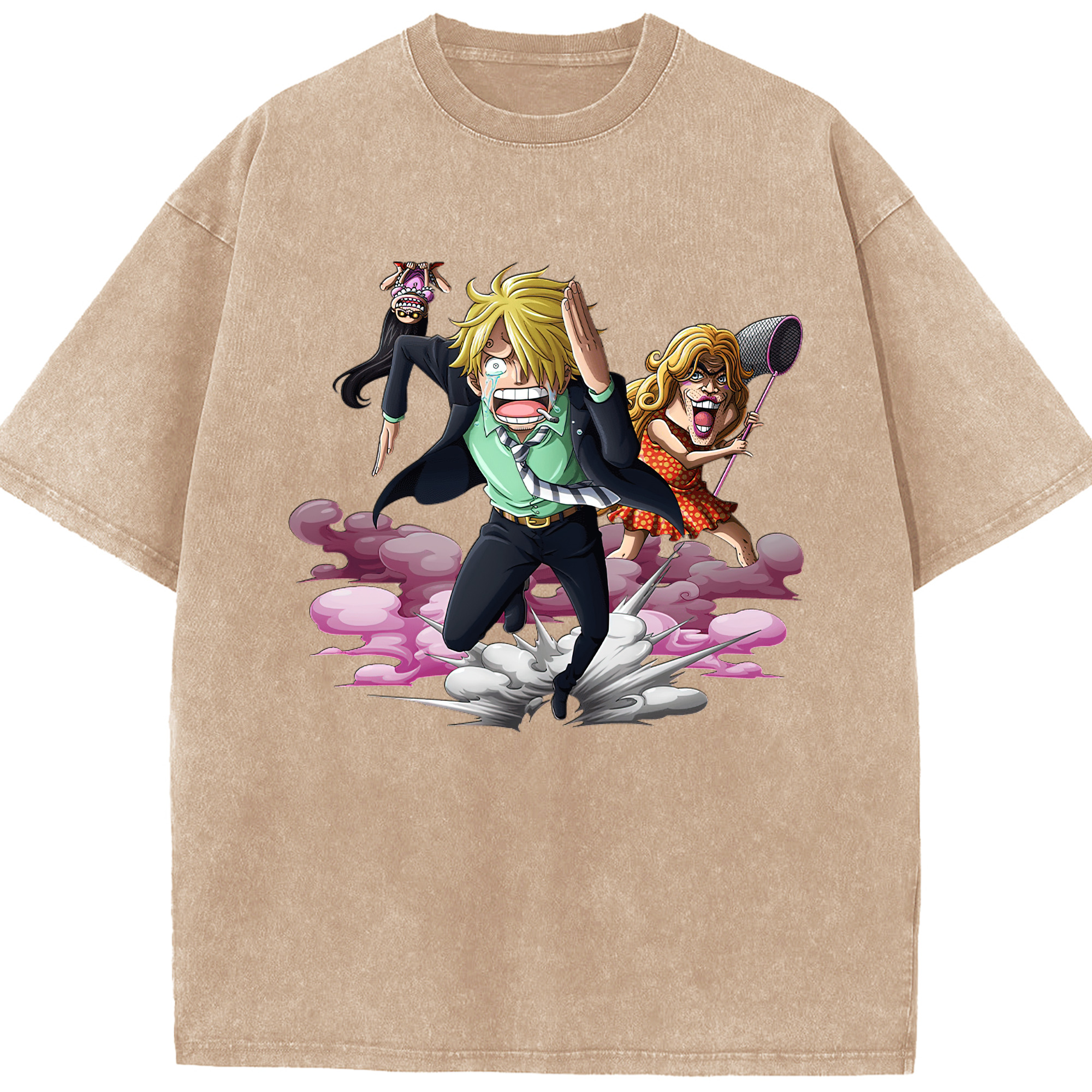 （画像用） ワンピース サンジ ONE PIECE Sanji 綿100% ヴィンテージ風 半袖Tシャツ（フロントプリント）