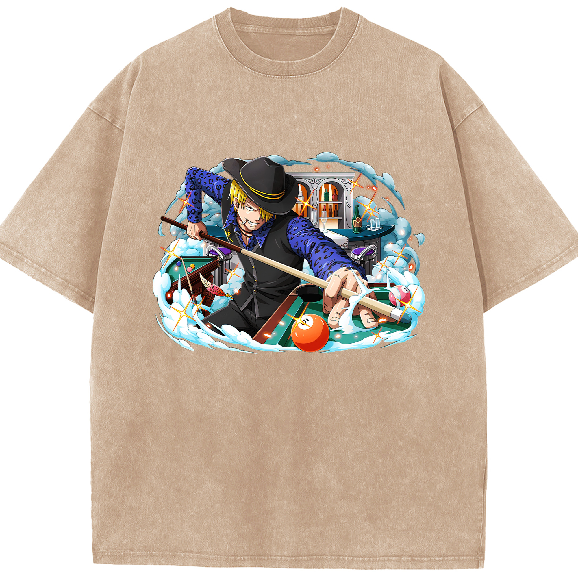 （画像用） ワンピース サンジ ONE PIECE Sanji 綿100% ヴィンテージ風 半袖Tシャツ（フロントプリント）