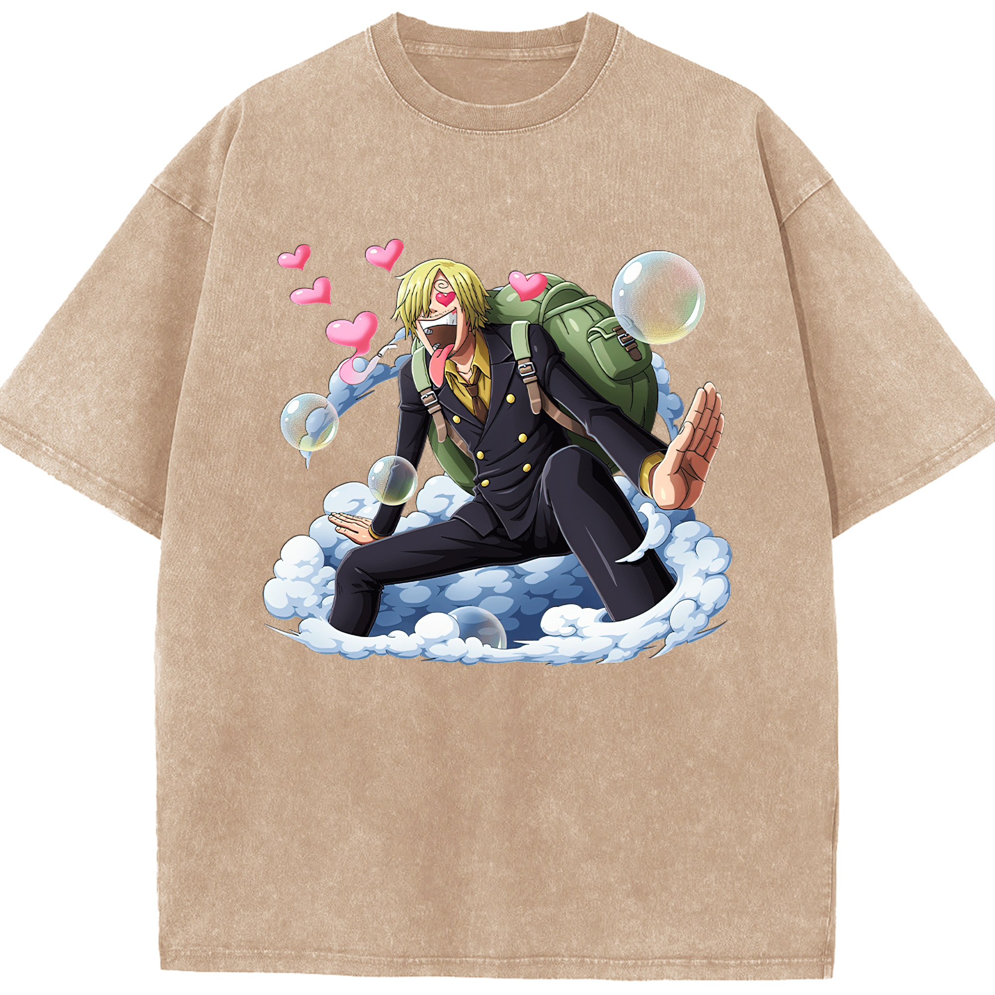 （画像用） ワンピース サンジ ONE PIECE Sanji 綿100% ヴィンテージ風 半袖Tシャツ（フロントプリント）