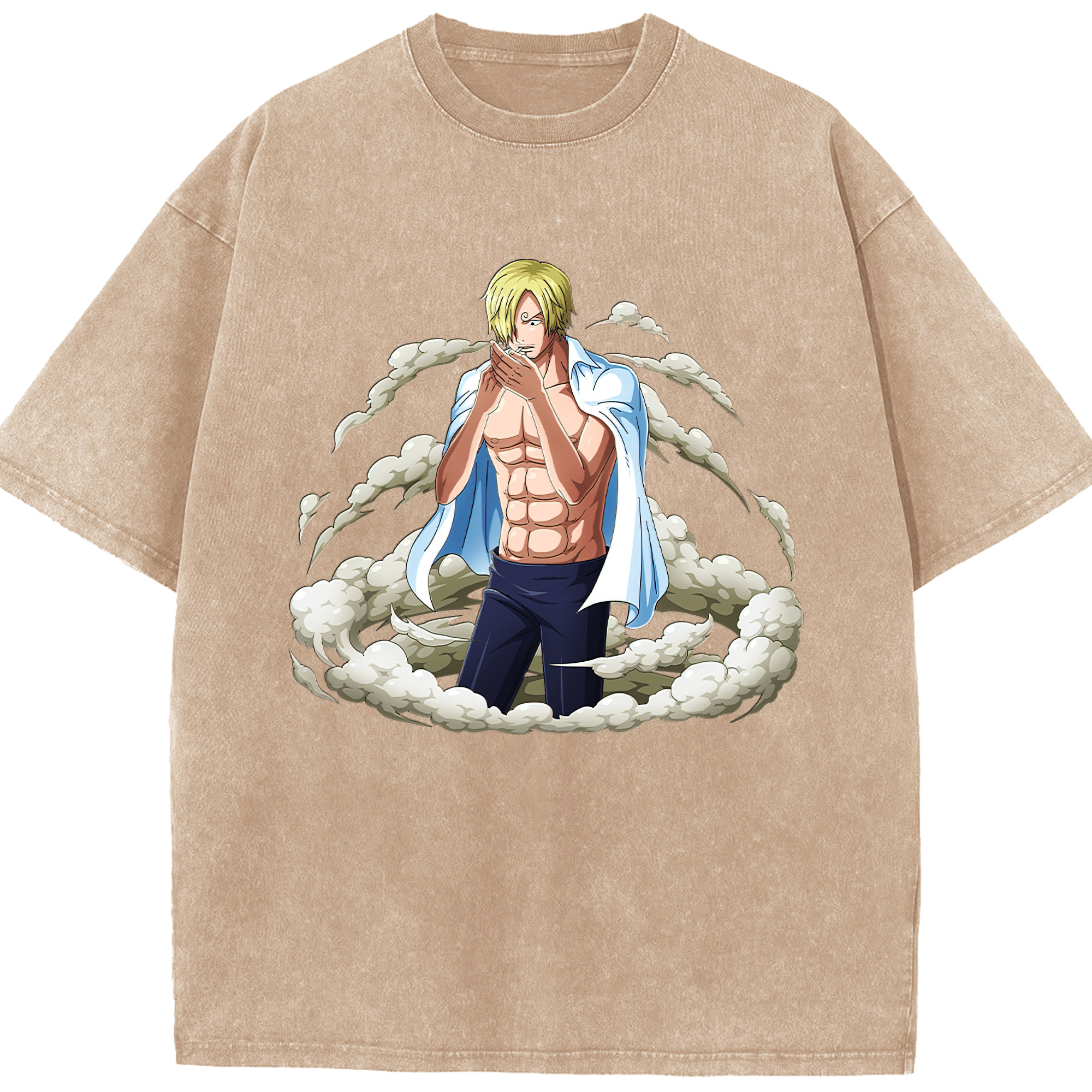 （画像用） ワンピース サンジ ONE PIECE Sanji 綿100% ヴィンテージ風 半袖Tシャツ（フロントプリント）