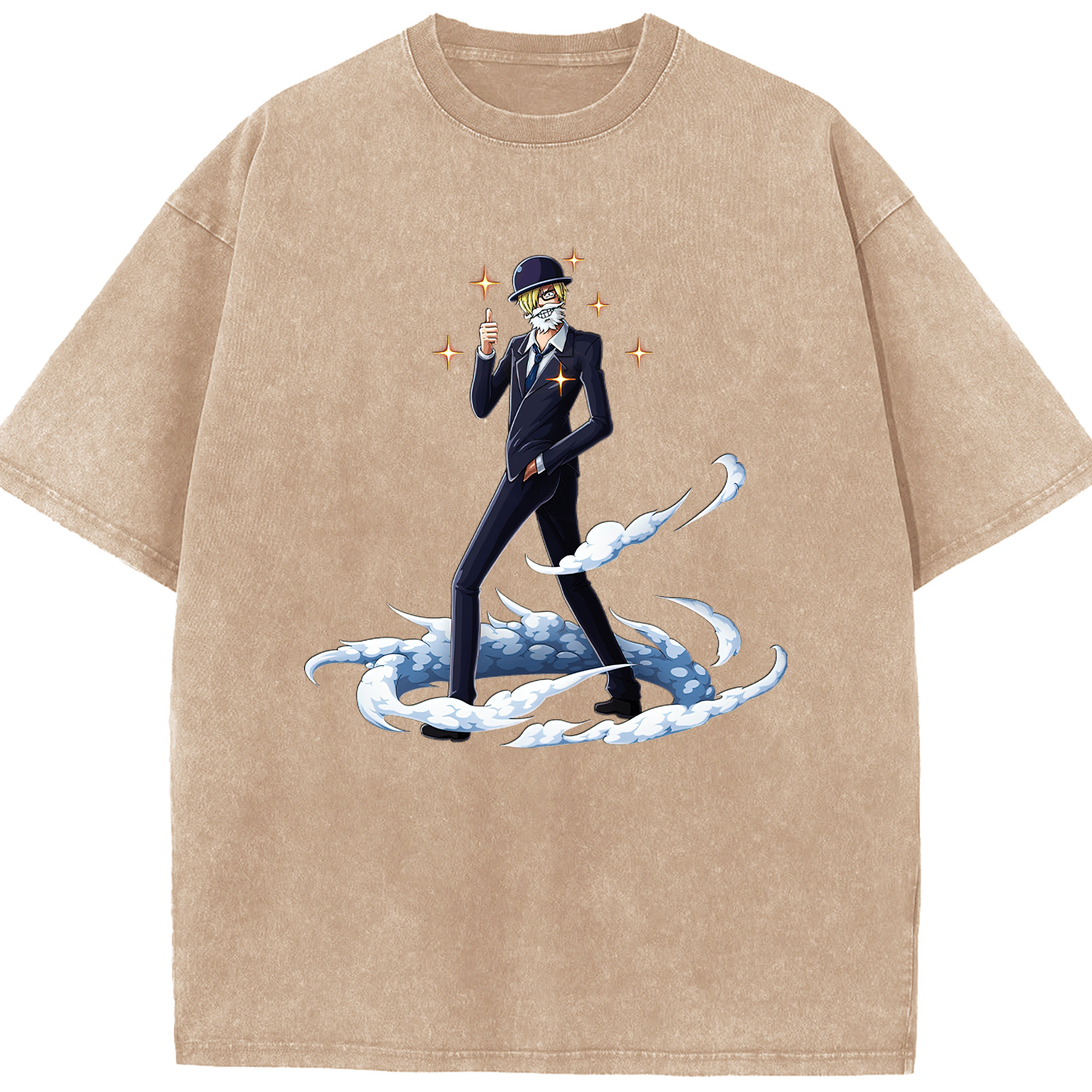 （画像用） ワンピース サンジ ONE PIECE Sanji 綿100% ヴィンテージ風 半袖Tシャツ（フロントプリント）
