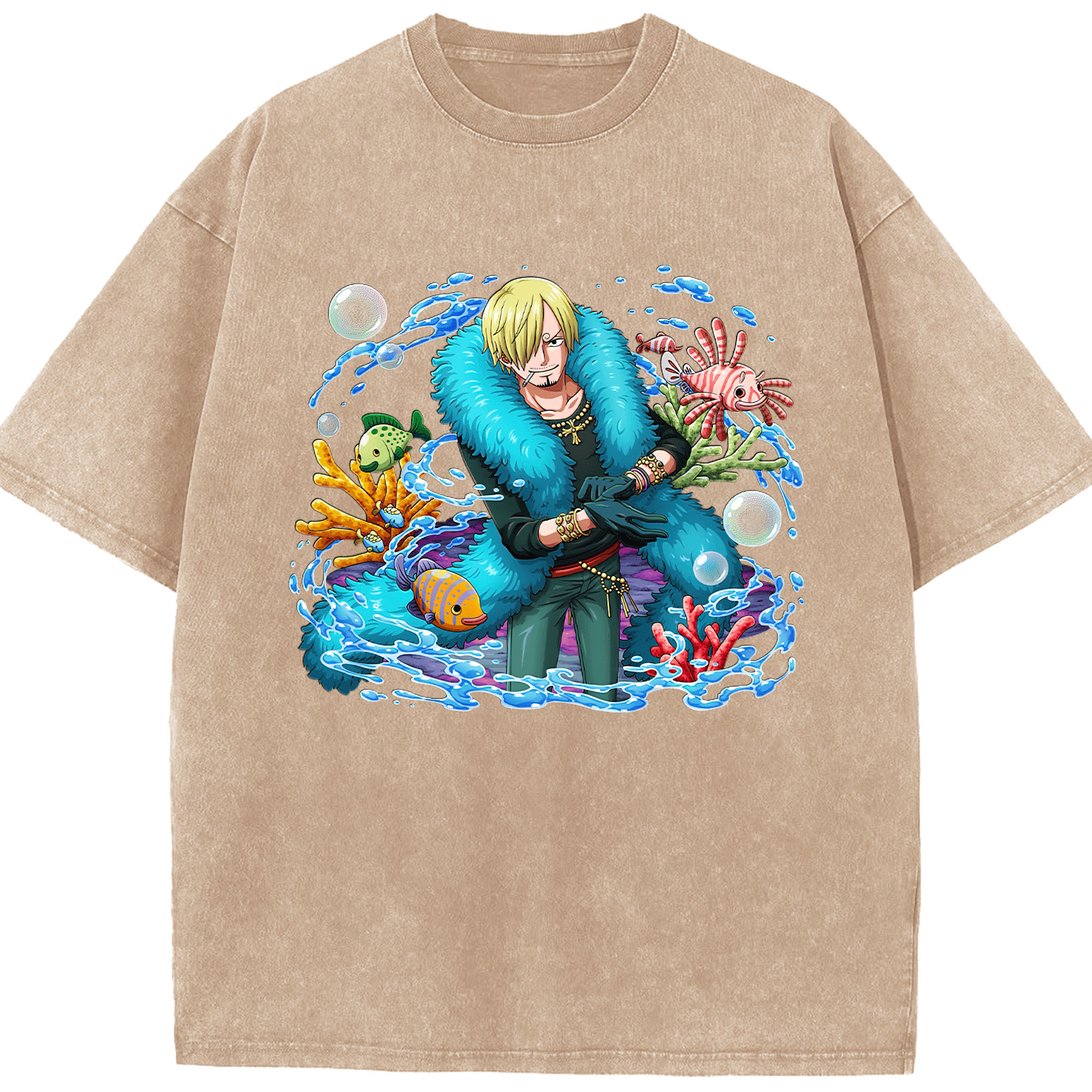 ワンピース サンジ ONE PIECE Sanji 綿100% ヴィンテージ風 半袖Tシャツ（フロントプリント）