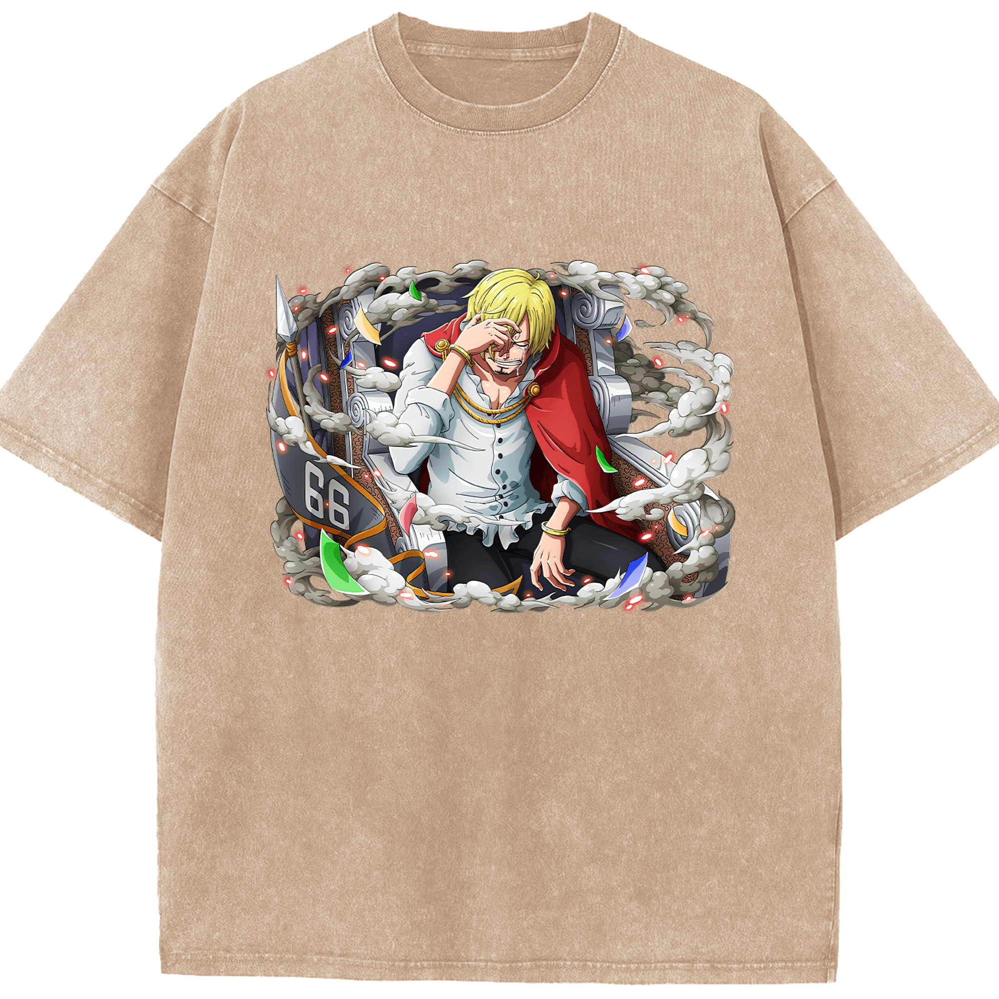 ワンピース サンジ ONE PIECE Sanji 綿100% ヴィンテージ風 半袖Tシャツ（フロントプリント）