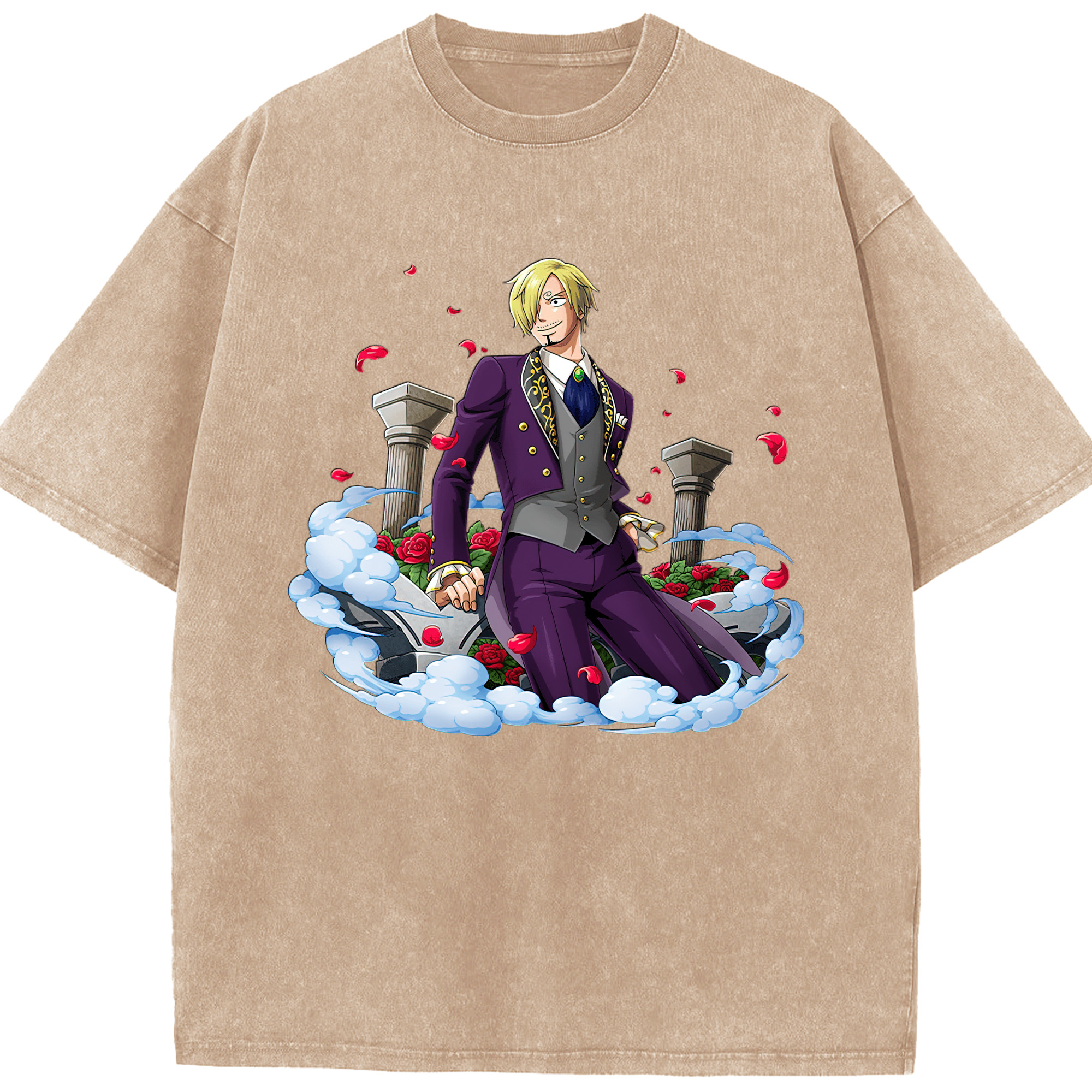 ワンピース サンジ ONE PIECE Sanji 綿100% ヴィンテージ風 半袖Tシャツ（フロントプリント）