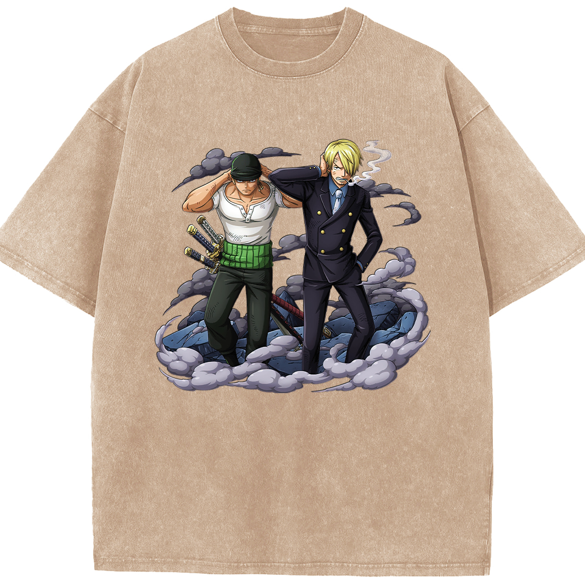 ワンピース サンジ ONE PIECE Sanji 綿100% ヴィンテージ風 半袖Tシャツ（フロントプリント）