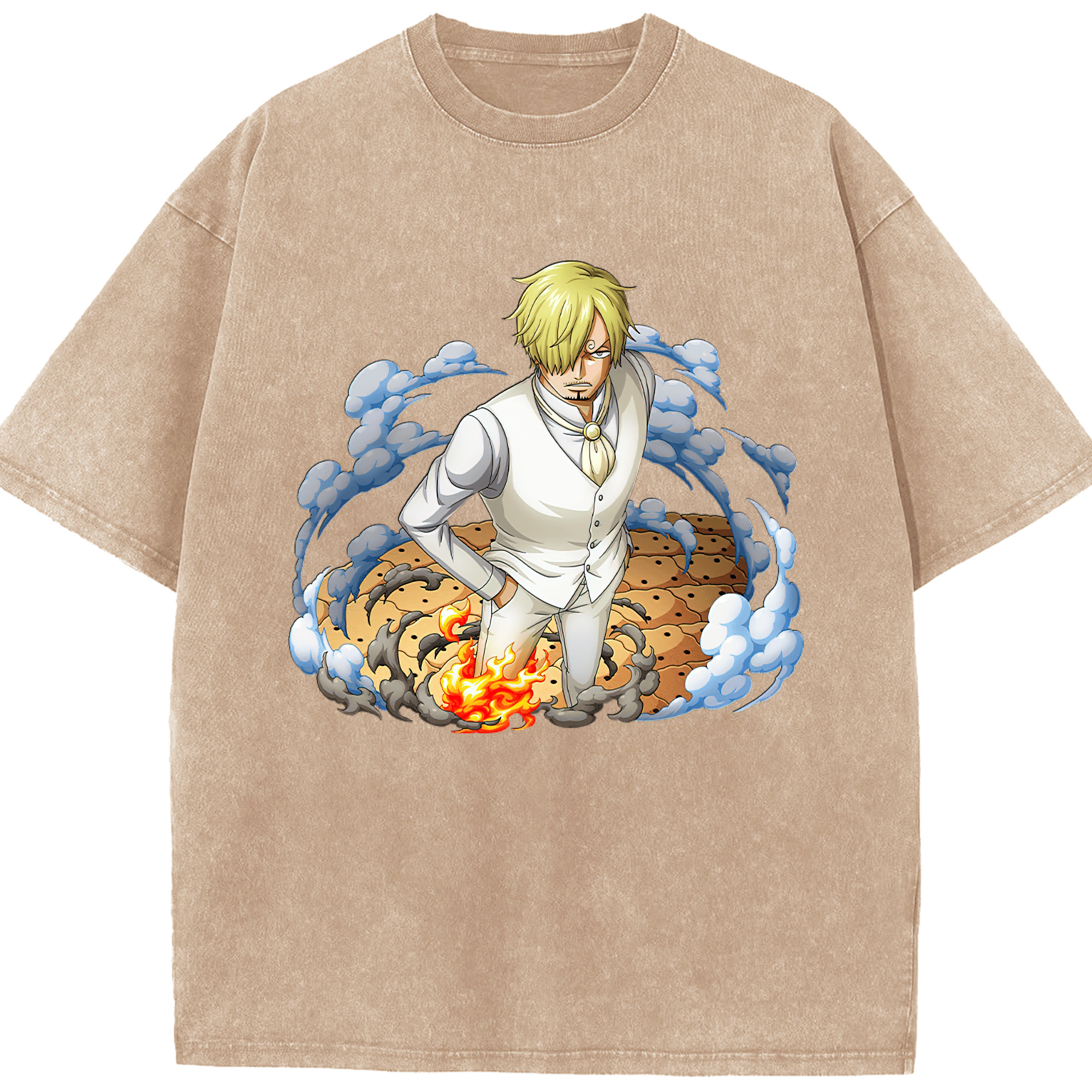 ワンピース サンジ ONE PIECE Sanji 綿100% ヴィンテージ風 半袖Tシャツ（フロントプリント）