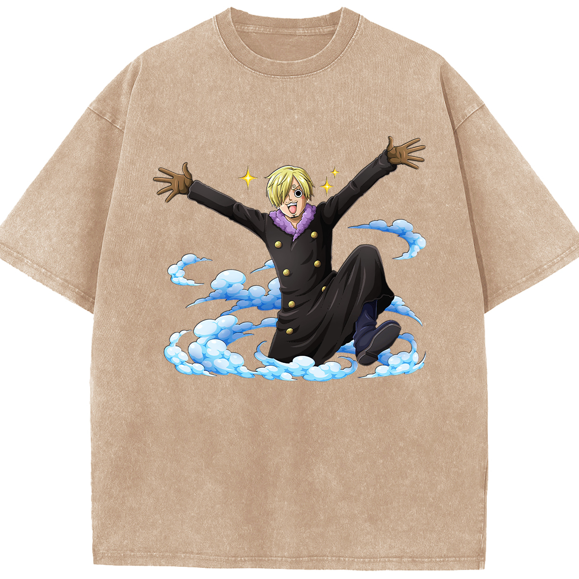 ワンピース サンジ ONE PIECE Sanji 綿100% ヴィンテージ風 半袖Tシャツ（フロントプリント）