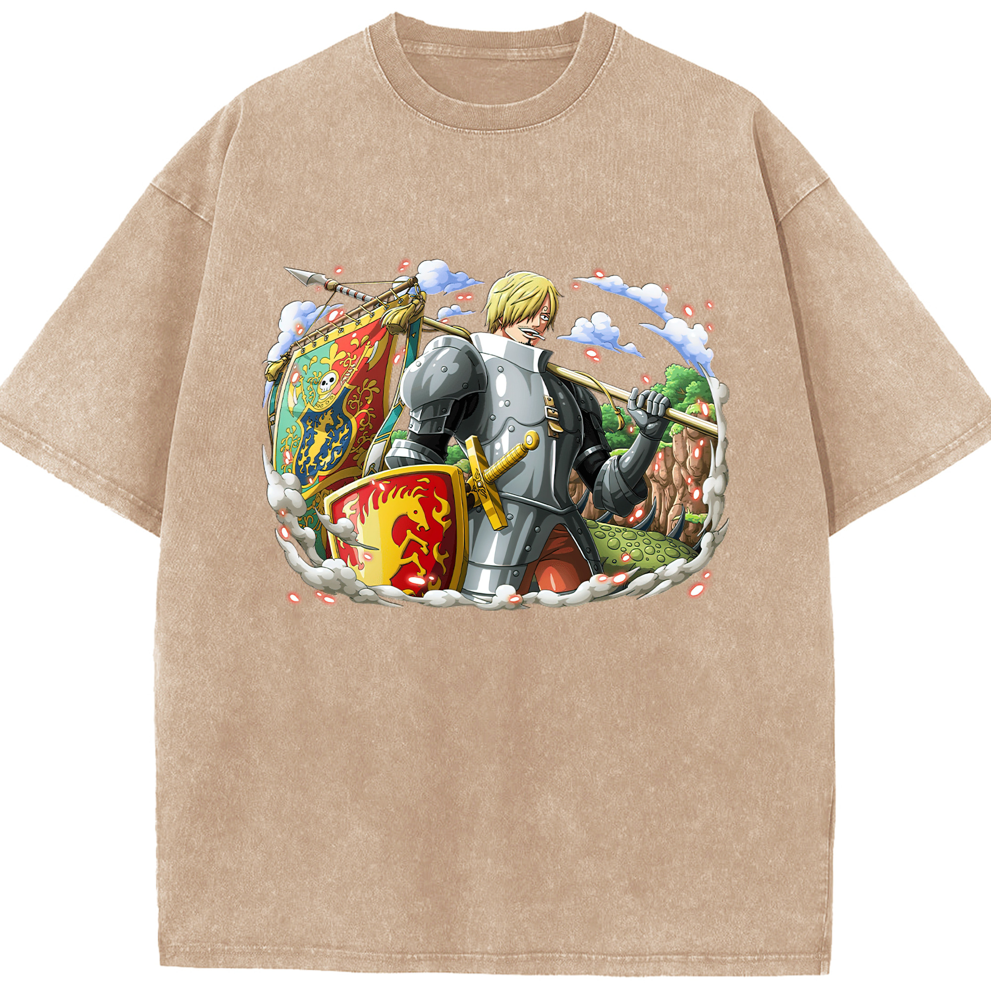 （画像用） ワンピース サンジ ONE PIECE Sanji 綿100% ヴィンテージ風 半袖Tシャツ（フロントプリント）