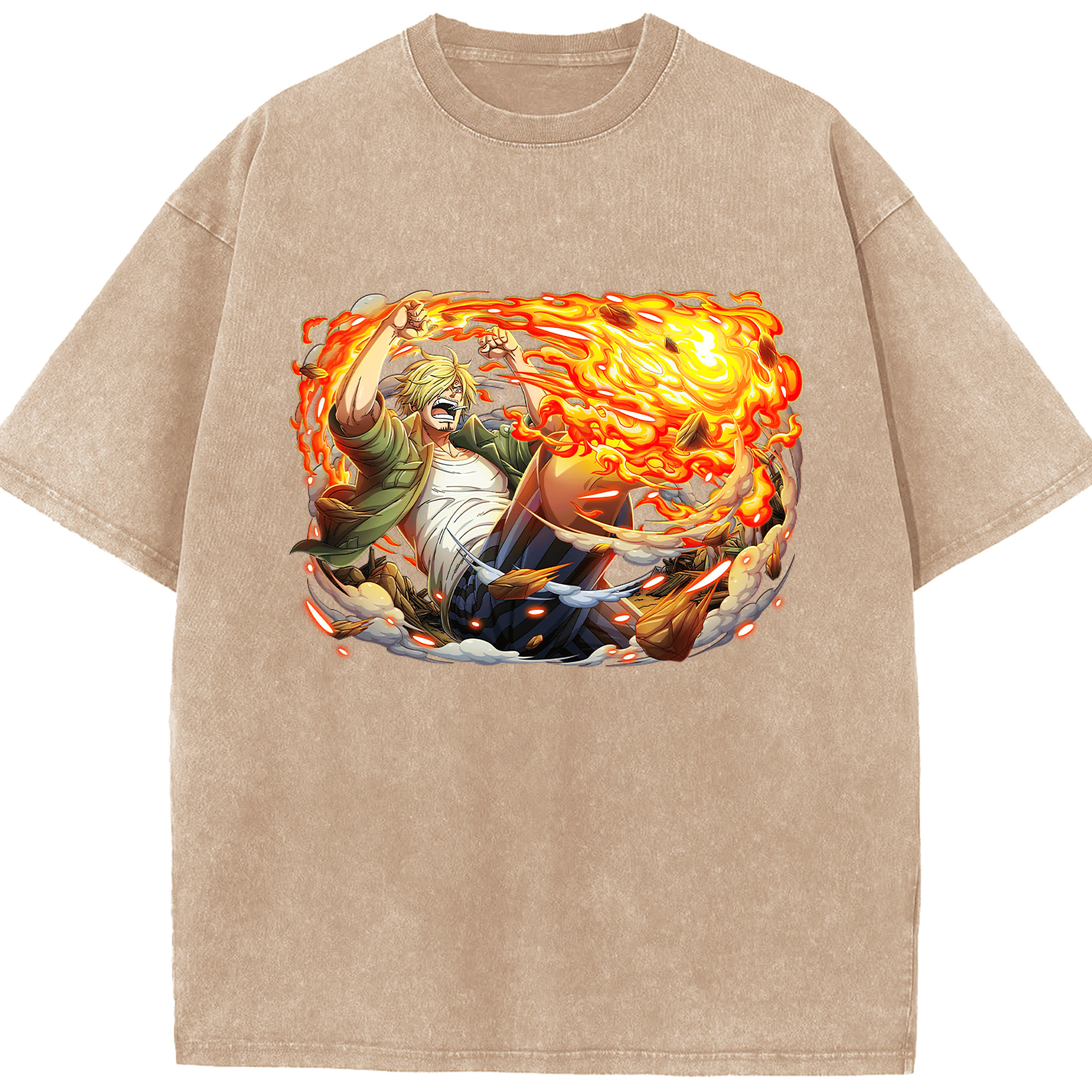 ワンピース サンジ ONE PIECE Sanji 綿100% ヴィンテージ風 半袖Tシャツ（フロントプリント）