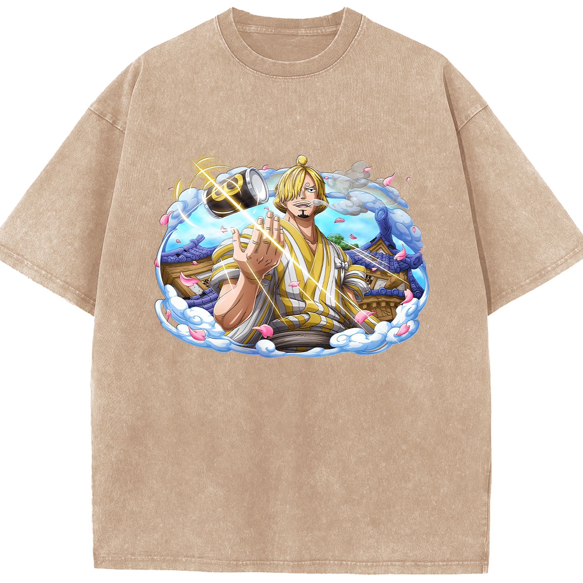 ワンピース サンジ ONE PIECE Sanji 綿100% ヴィンテージ風 半袖Tシャツ（フロントプリント）