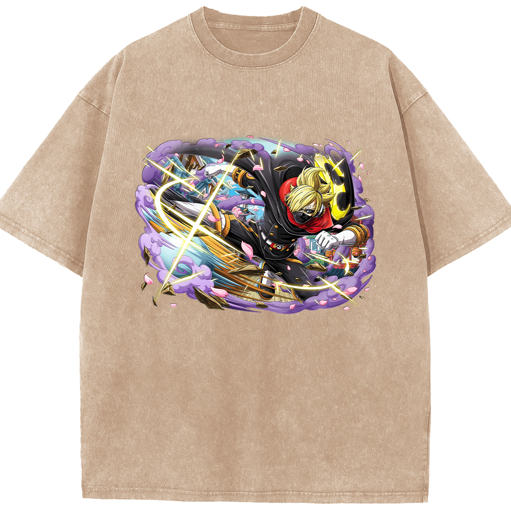 ワンピース サンジ ONE PIECE Sanji 綿100% ヴィンテージ風 半袖Tシャツ（フロントプリント）
