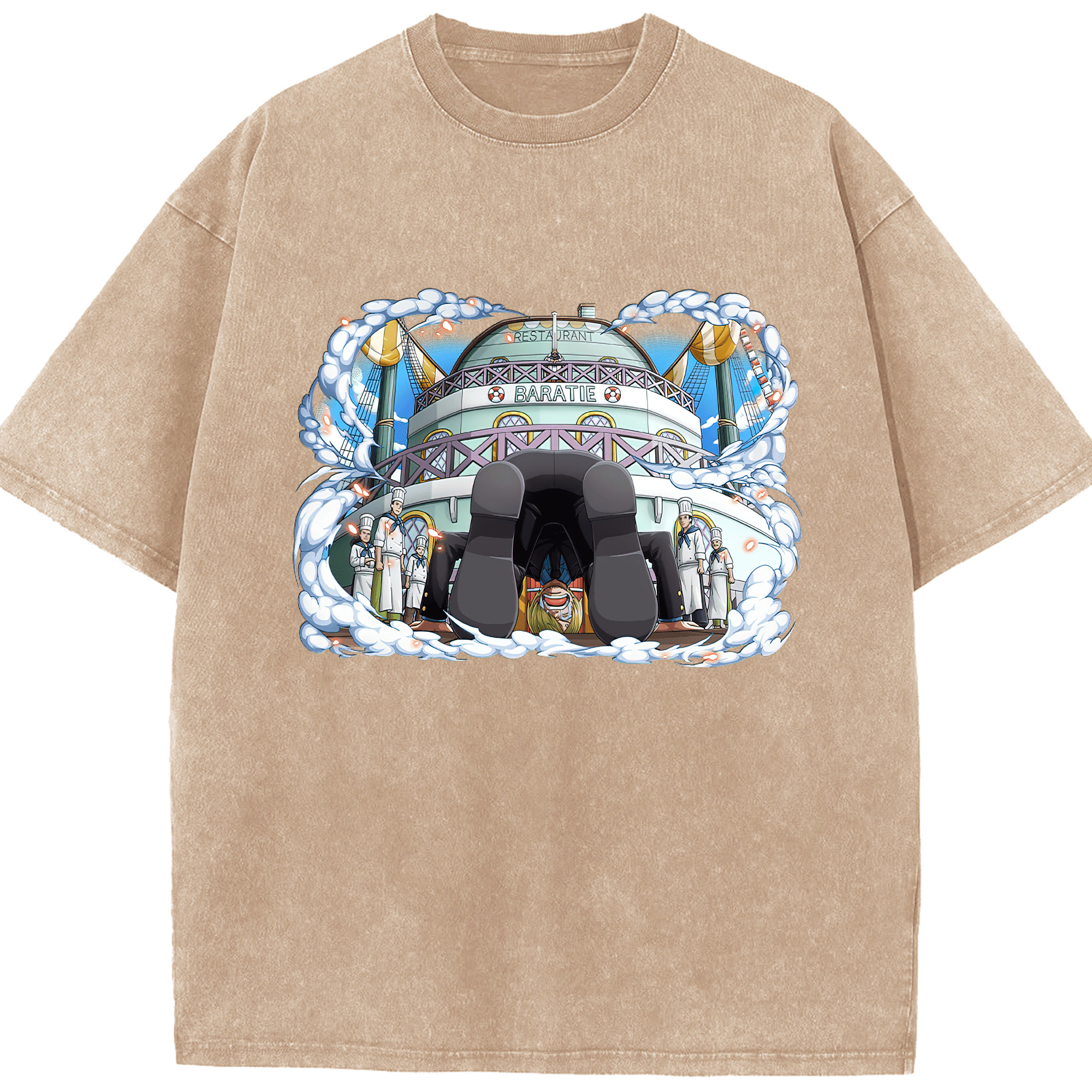 ワンピース サンジ ONE PIECE Sanji 綿100% ヴィンテージ風 半袖Tシャツ（フロントプリント）