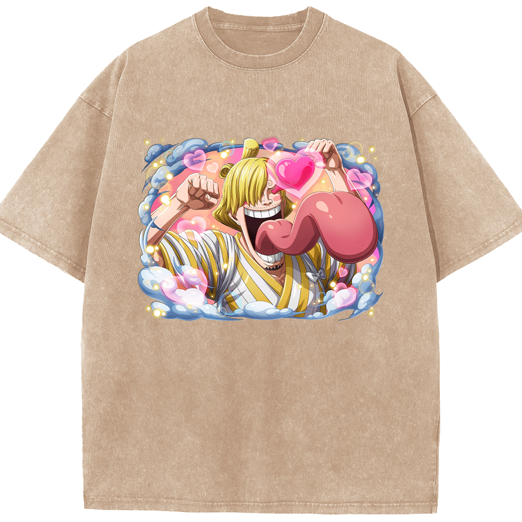 （画像用） ワンピース サンジ ONE PIECE Sanji 綿100% ヴィンテージ風 半袖Tシャツ（フロントプリント）