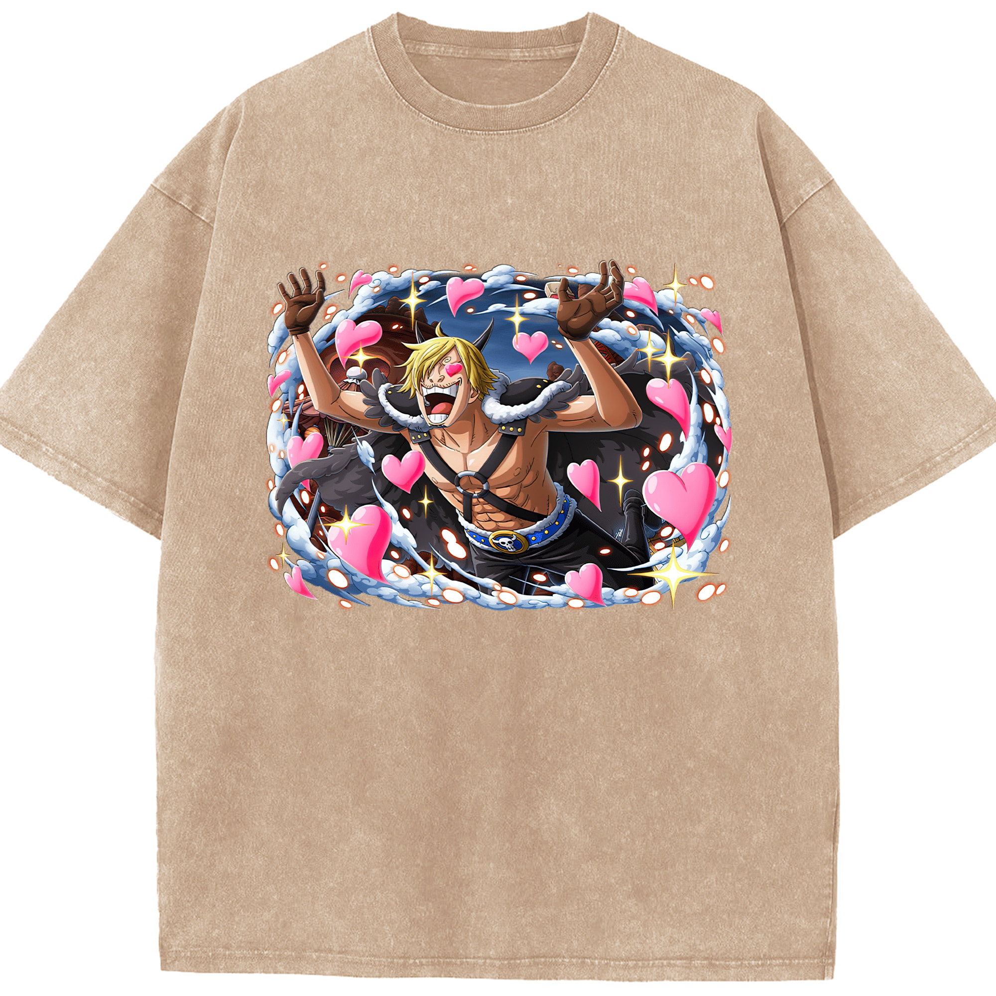ワンピース サンジ ONE PIECE Sanji 綿100% ヴィンテージ風 半袖Tシャツ（フロントプリント）