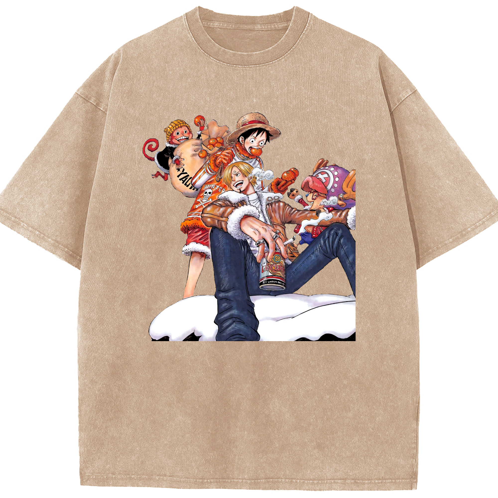 ワンピース サンジ ONE PIECE Sanji 綿100% ヴィンテージ風 半袖Tシャツ（フロントプリント）