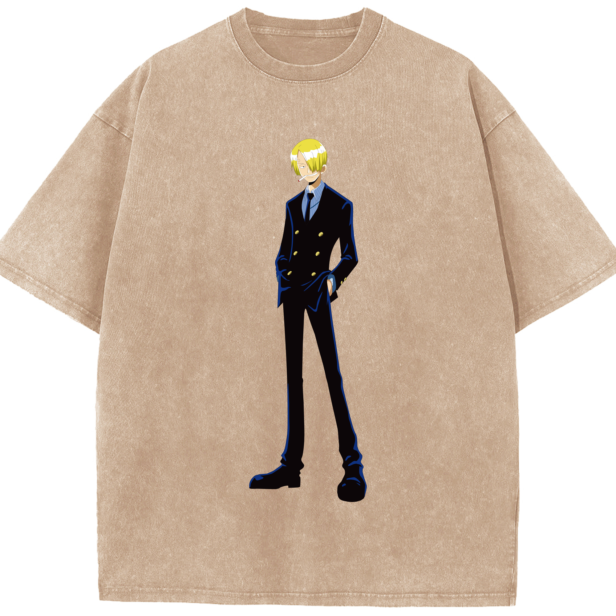 ワンピース サンジ ONE PIECE Sanji 綿100% ヴィンテージ風 半袖Tシャツ（フロントプリント）