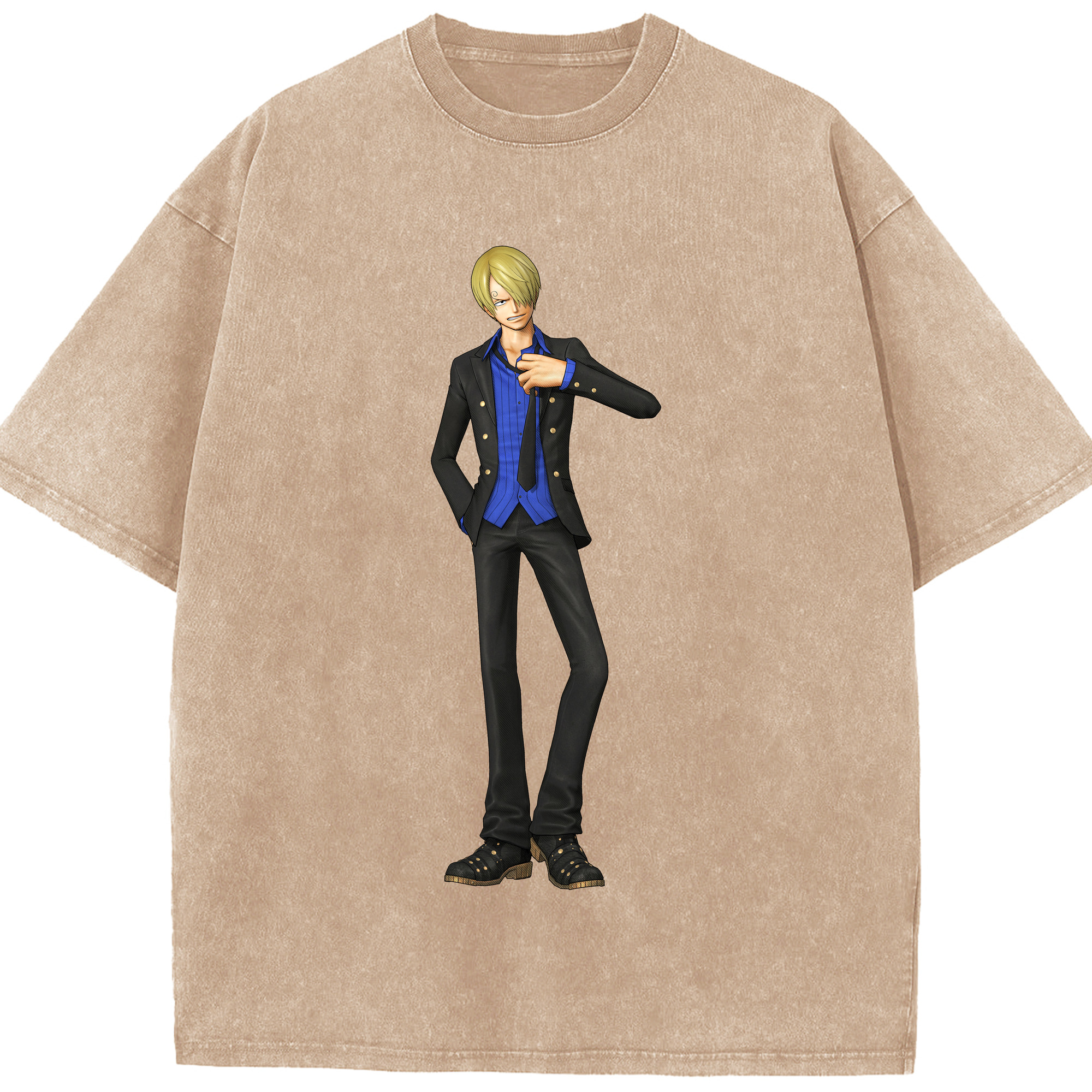 ワンピース サンジ ONE PIECE Sanji 綿100% ヴィンテージ風 半袖Tシャツ（フロントプリント）
