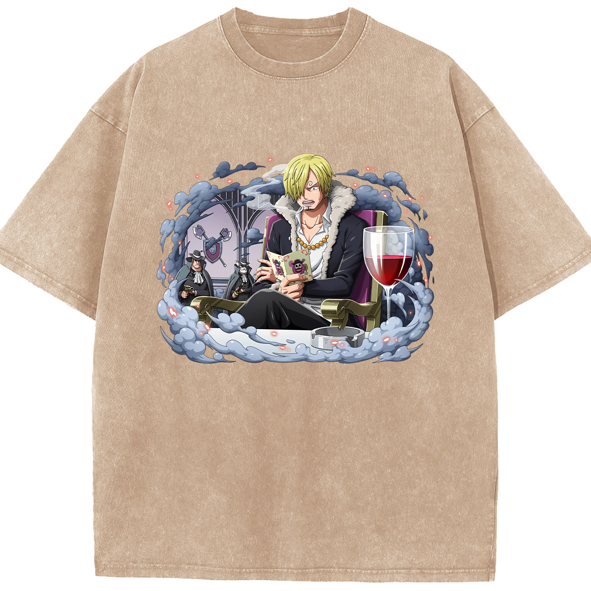 （画像用） ワンピース サンジ ONE PIECE Sanji 綿100% ヴィンテージ風 半袖Tシャツ（フロントプリント）
