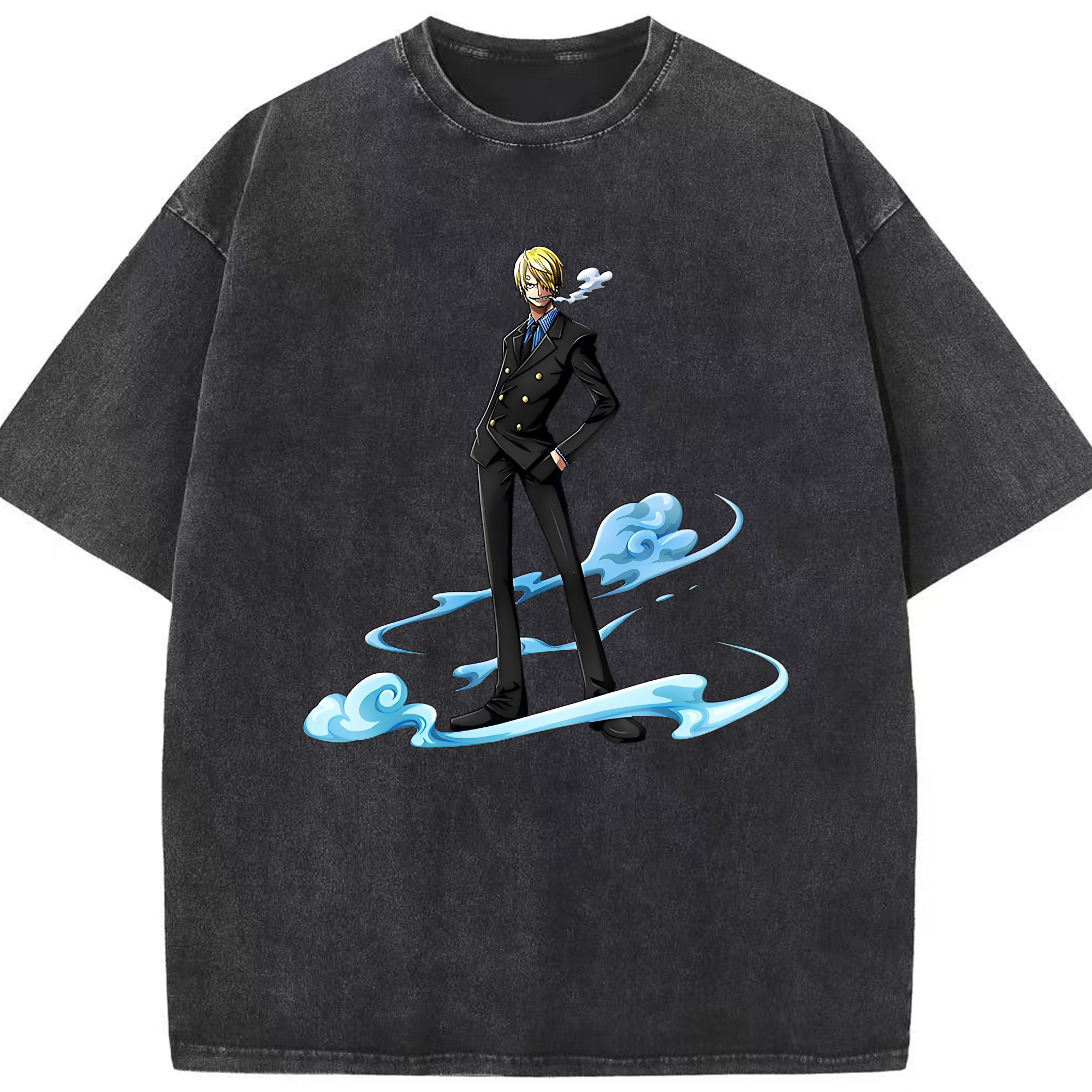 （画像用） ワンピース サンジ ONE PIECE Sanji 綿100% ヴィンテージ風 半袖Tシャツ（フロントプリント）