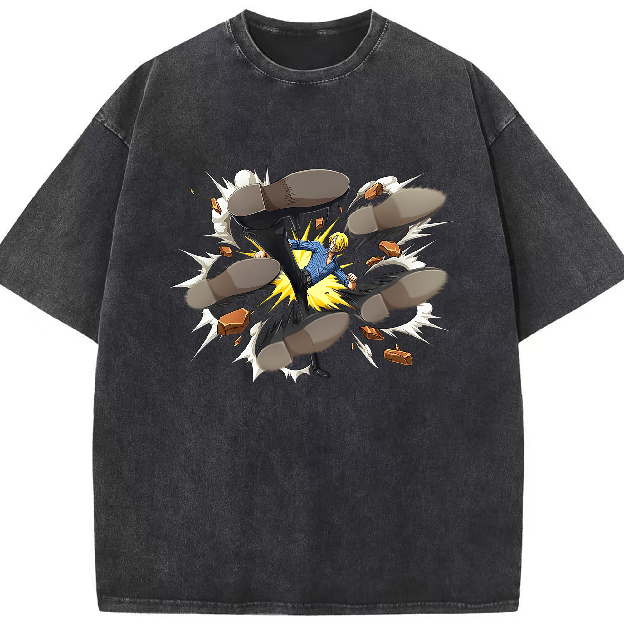 （画像用） ワンピース サンジ ONE PIECE Sanji 綿100% ヴィンテージ風 半袖Tシャツ（フロントプリント）