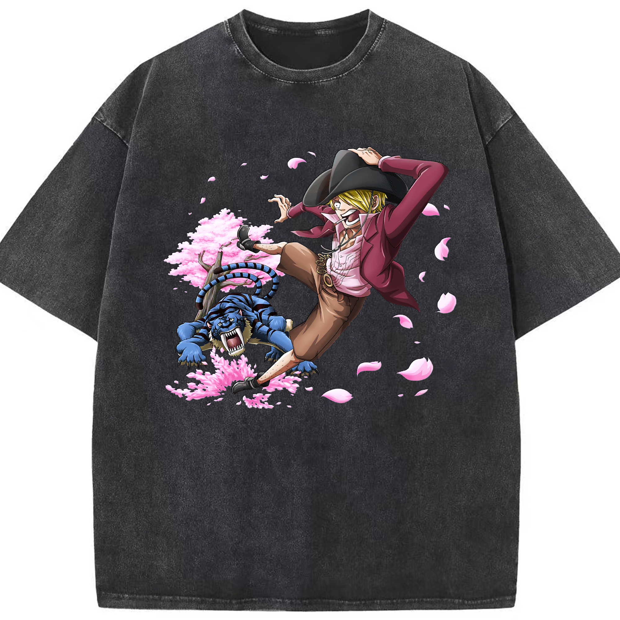 （画像用） ワンピース サンジ ONE PIECE Sanji 綿100% ヴィンテージ風 半袖Tシャツ（フロントプリント）