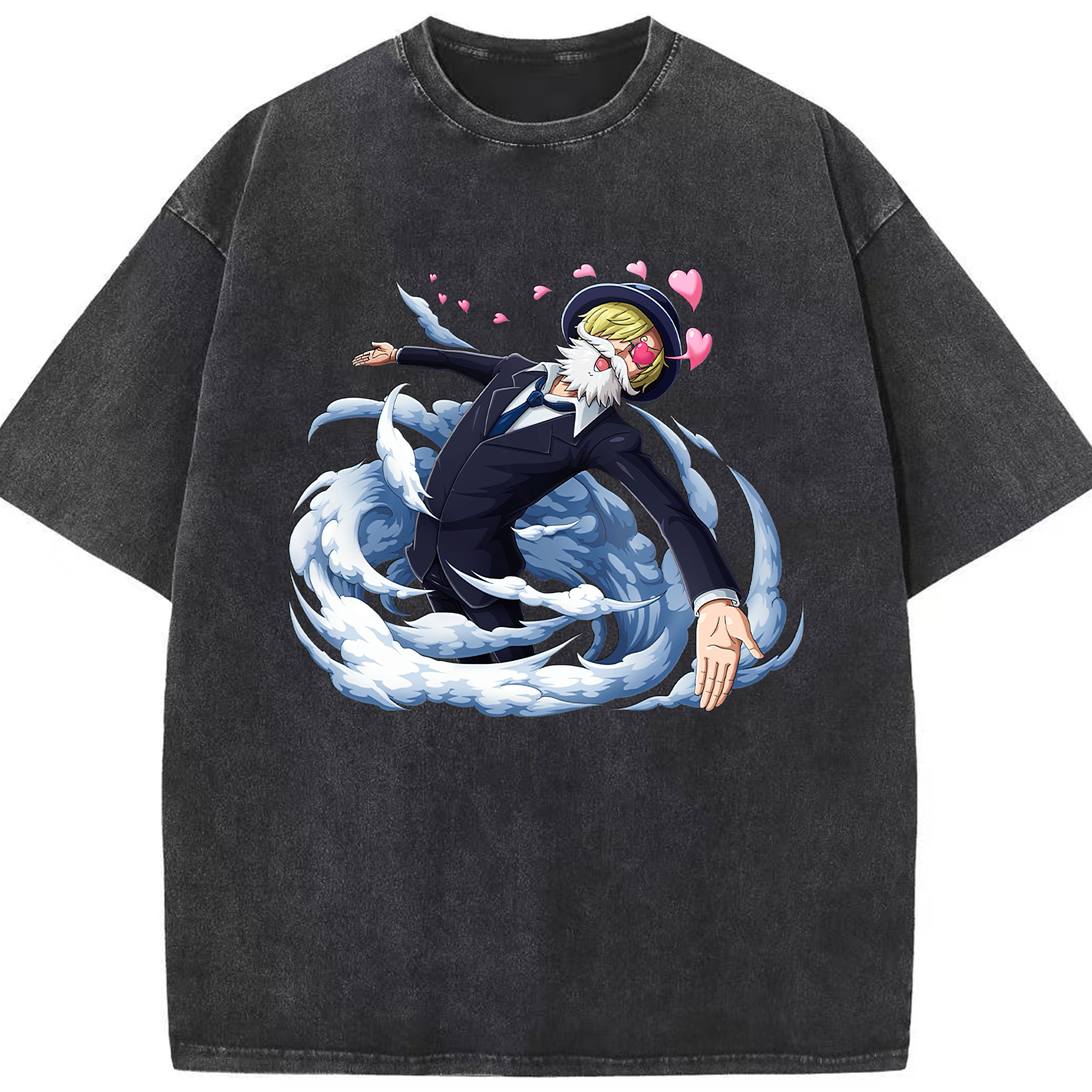 （画像用） ワンピース サンジ ONE PIECE Sanji 綿100% ヴィンテージ風 半袖Tシャツ（フロントプリント）
