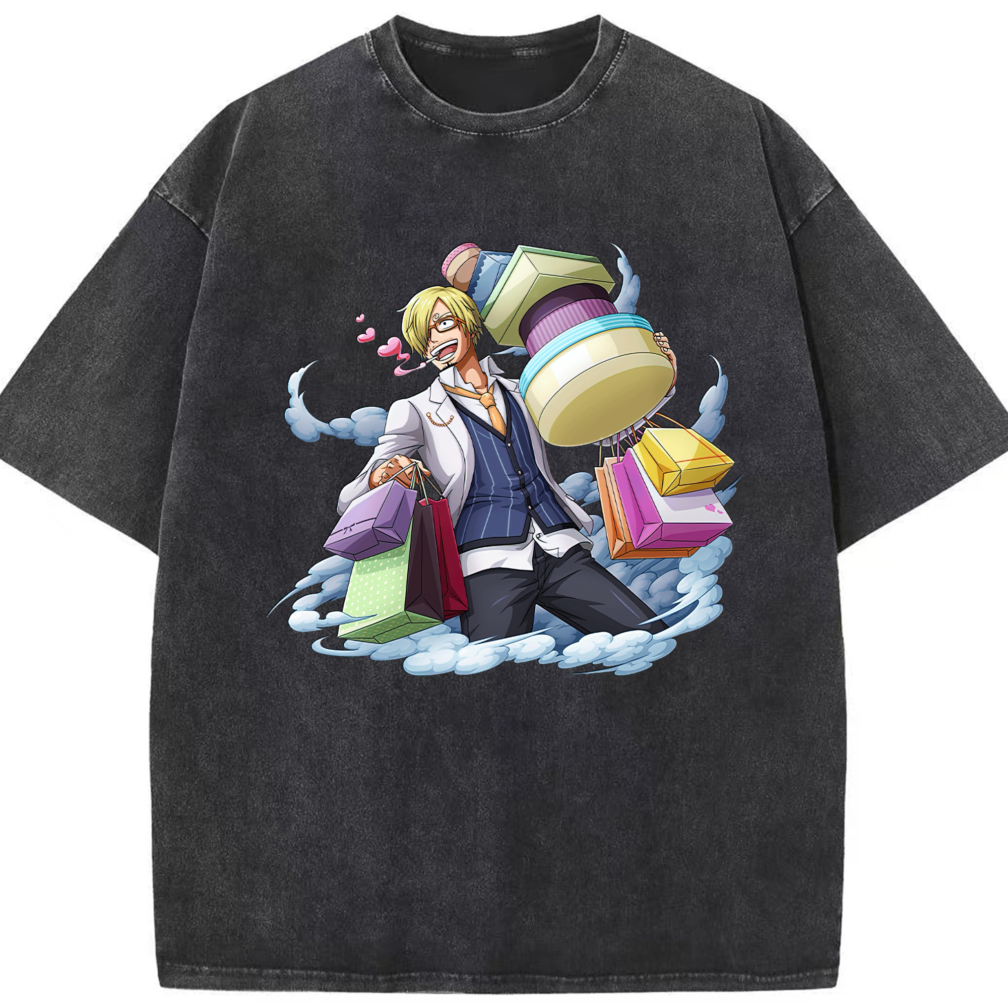 （画像用） ワンピース サンジ ONE PIECE Sanji 綿100% ヴィンテージ風 半袖Tシャツ（フロントプリント）
