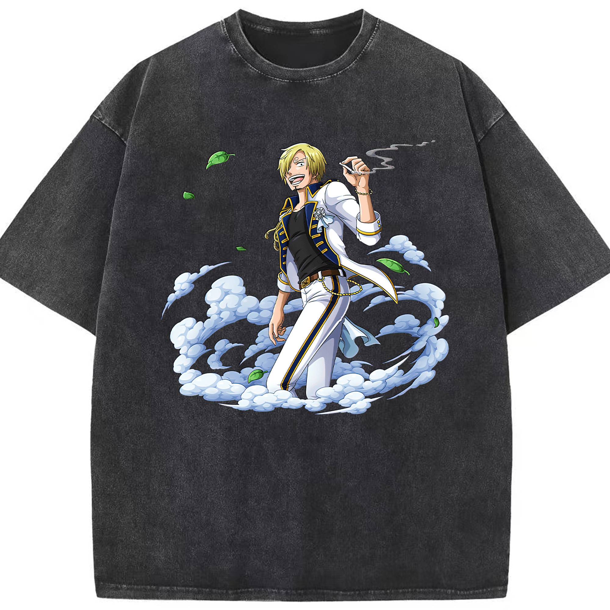 （画像用） ワンピース サンジ ONE PIECE Sanji 綿100% ヴィンテージ風 半袖Tシャツ（フロントプリント）