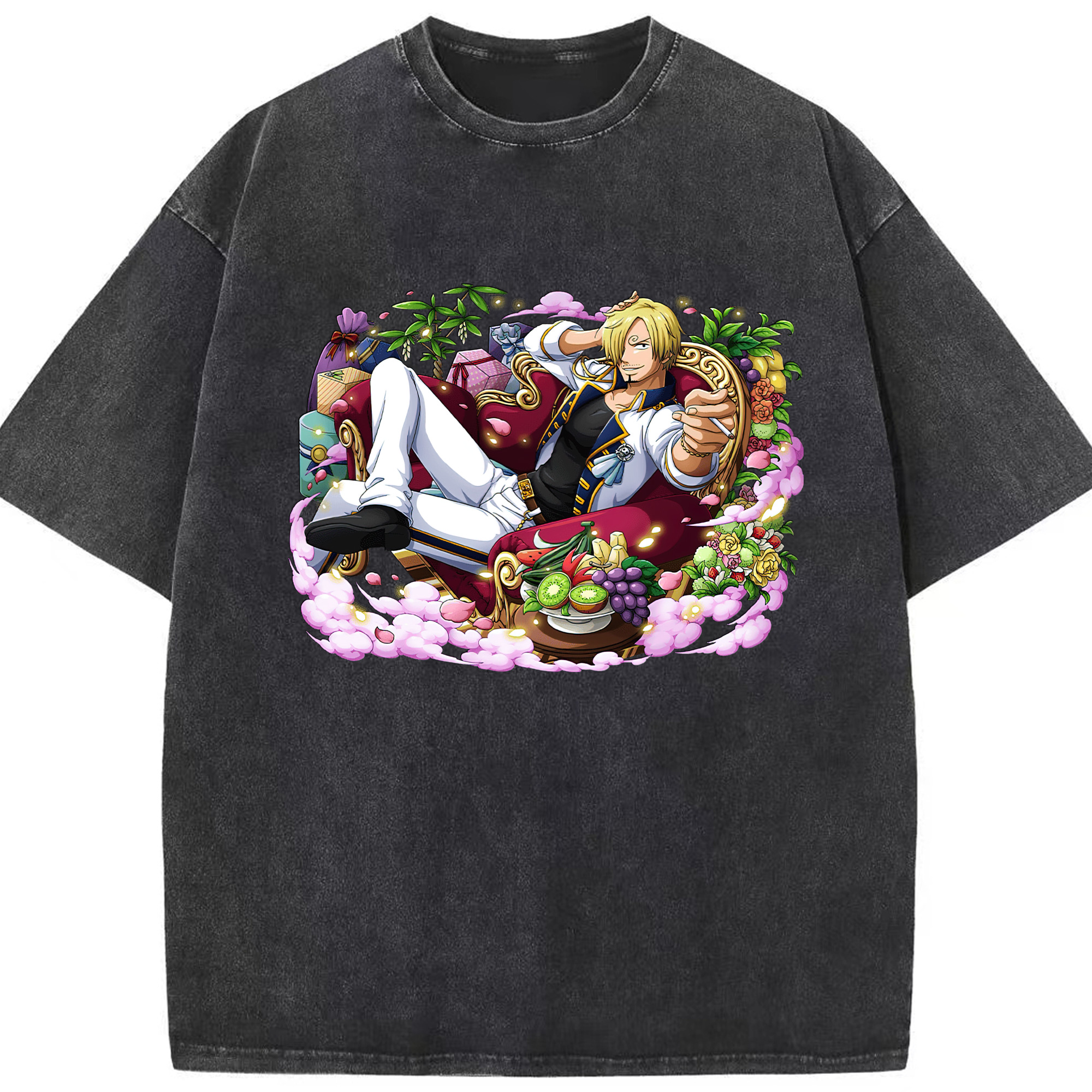 （画像用） ワンピース サンジ ONE PIECE Sanji 綿100% ヴィンテージ風 半袖Tシャツ（フロントプリント）
