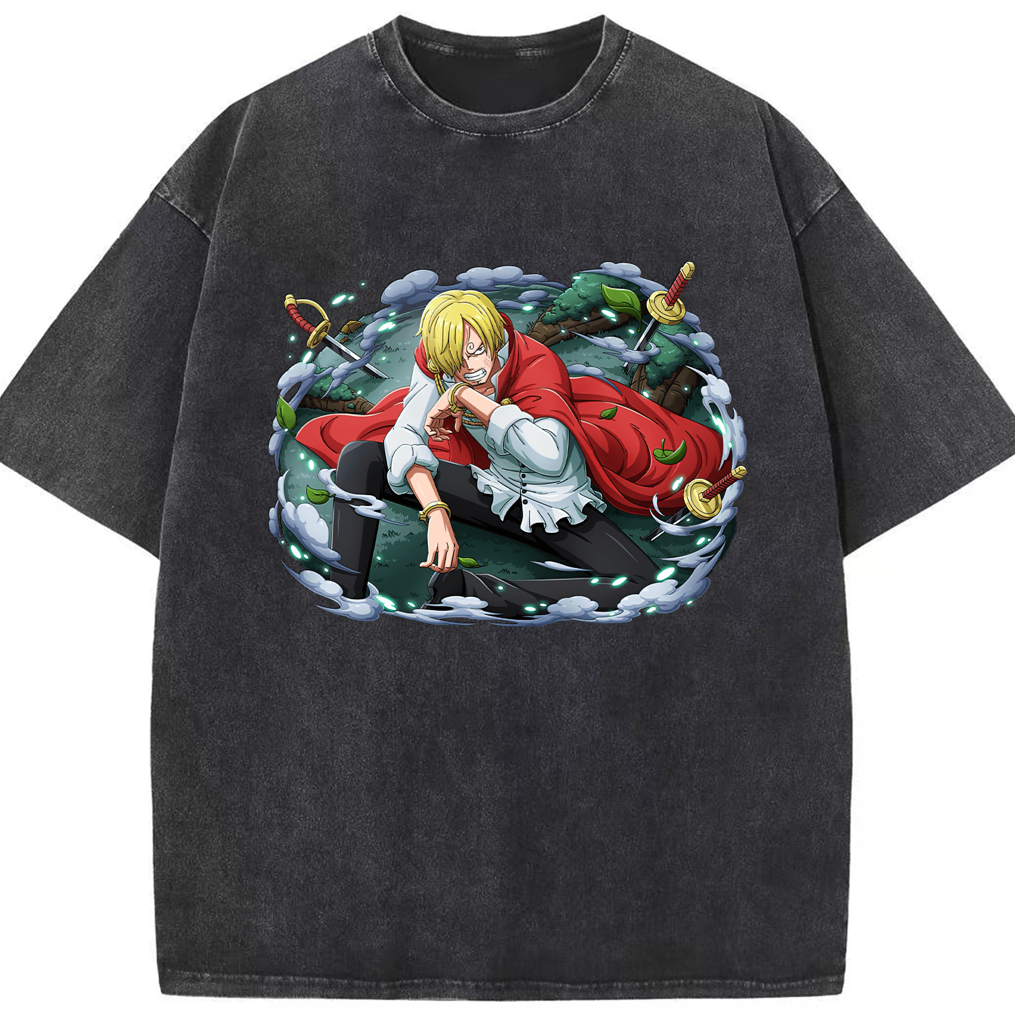 （画像用） ワンピース サンジ ONE PIECE Sanji 綿100% ヴィンテージ風 半袖Tシャツ（フロントプリント）