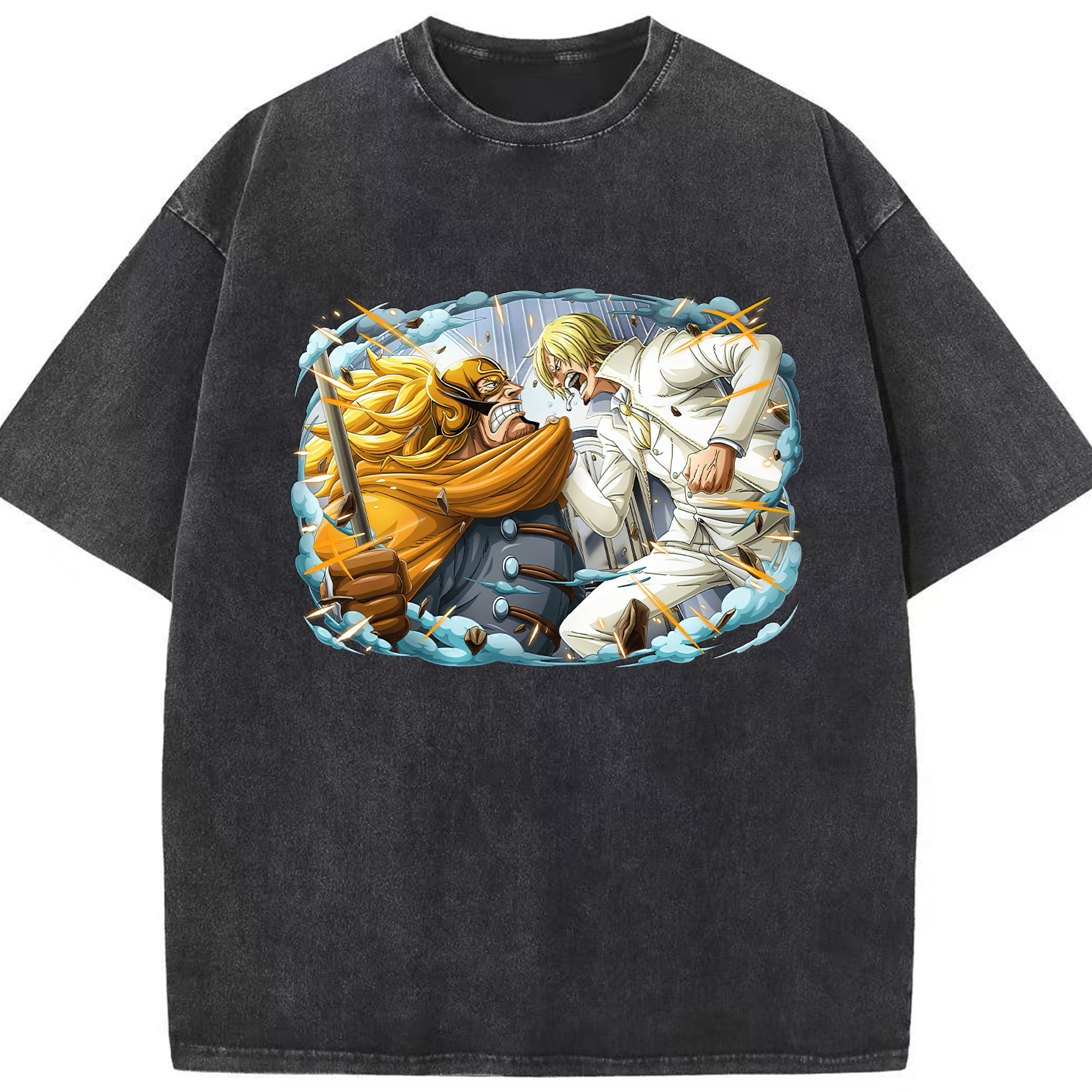 （画像用） ワンピース サンジ ONE PIECE Sanji 綿100% ヴィンテージ風 半袖Tシャツ（フロントプリント）