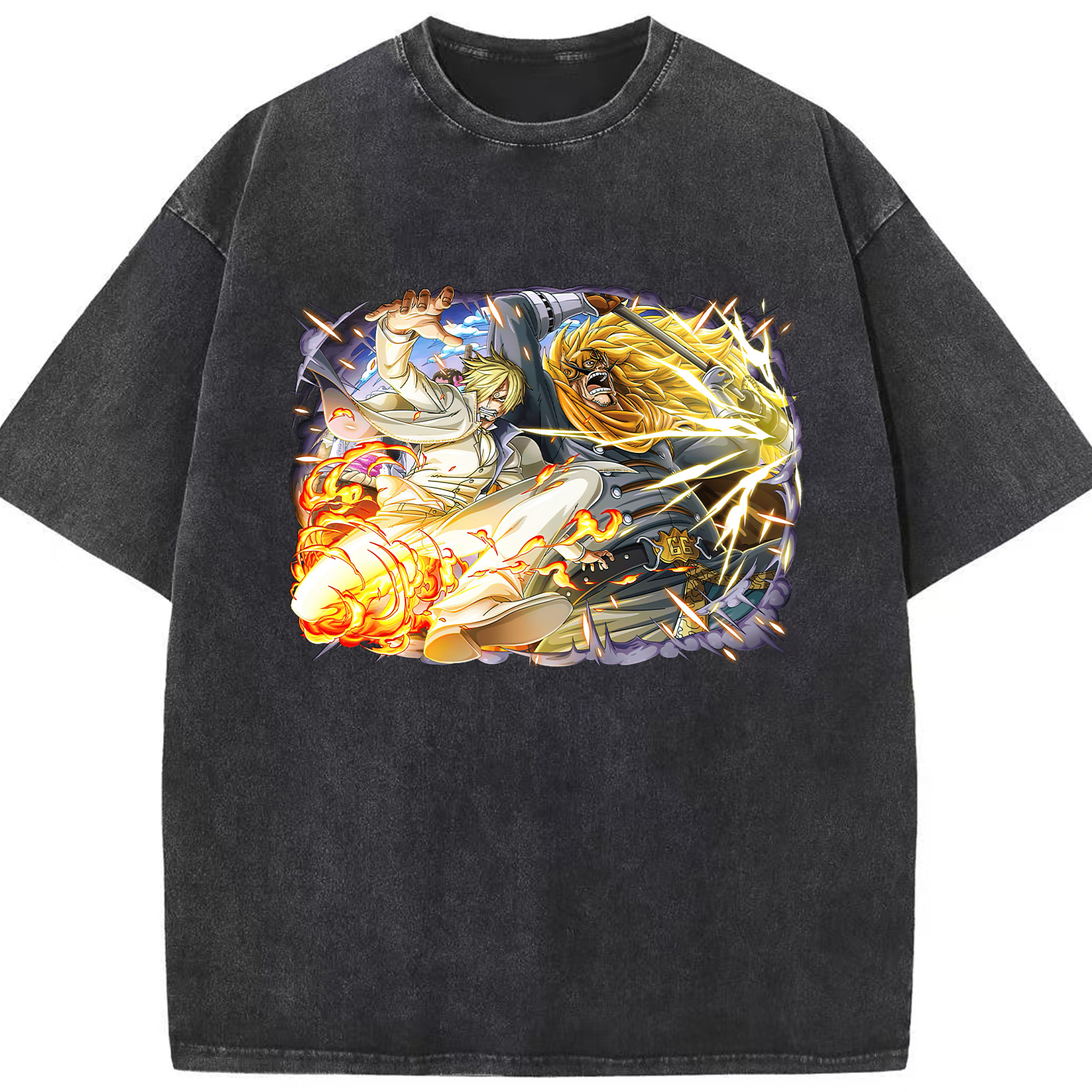 （画像用） ワンピース サンジ ONE PIECE Sanji 綿100% ヴィンテージ風 半袖Tシャツ（フロントプリント）