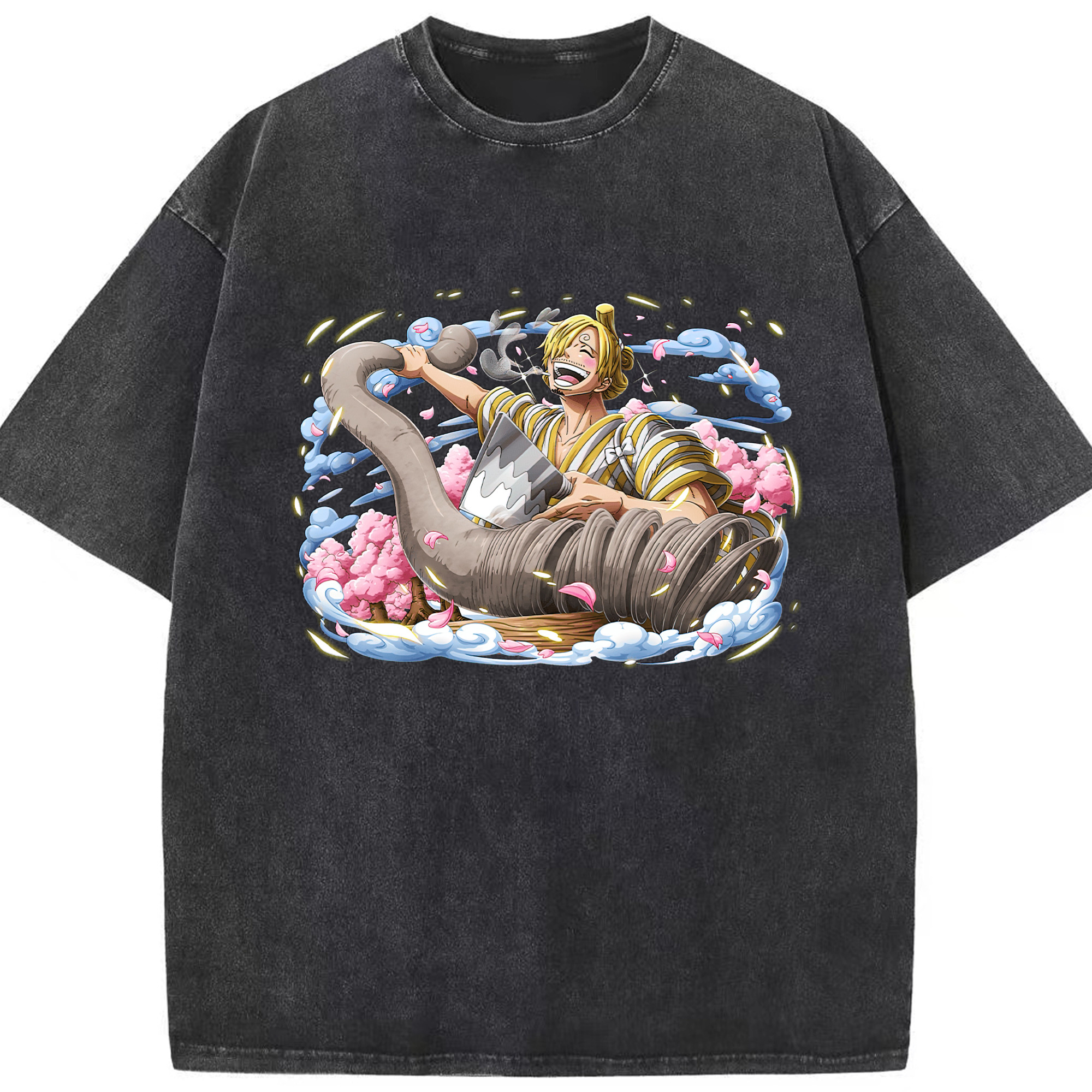 （画像用） ワンピース サンジ ONE PIECE Sanji 綿100% ヴィンテージ風 半袖Tシャツ（フロントプリント）