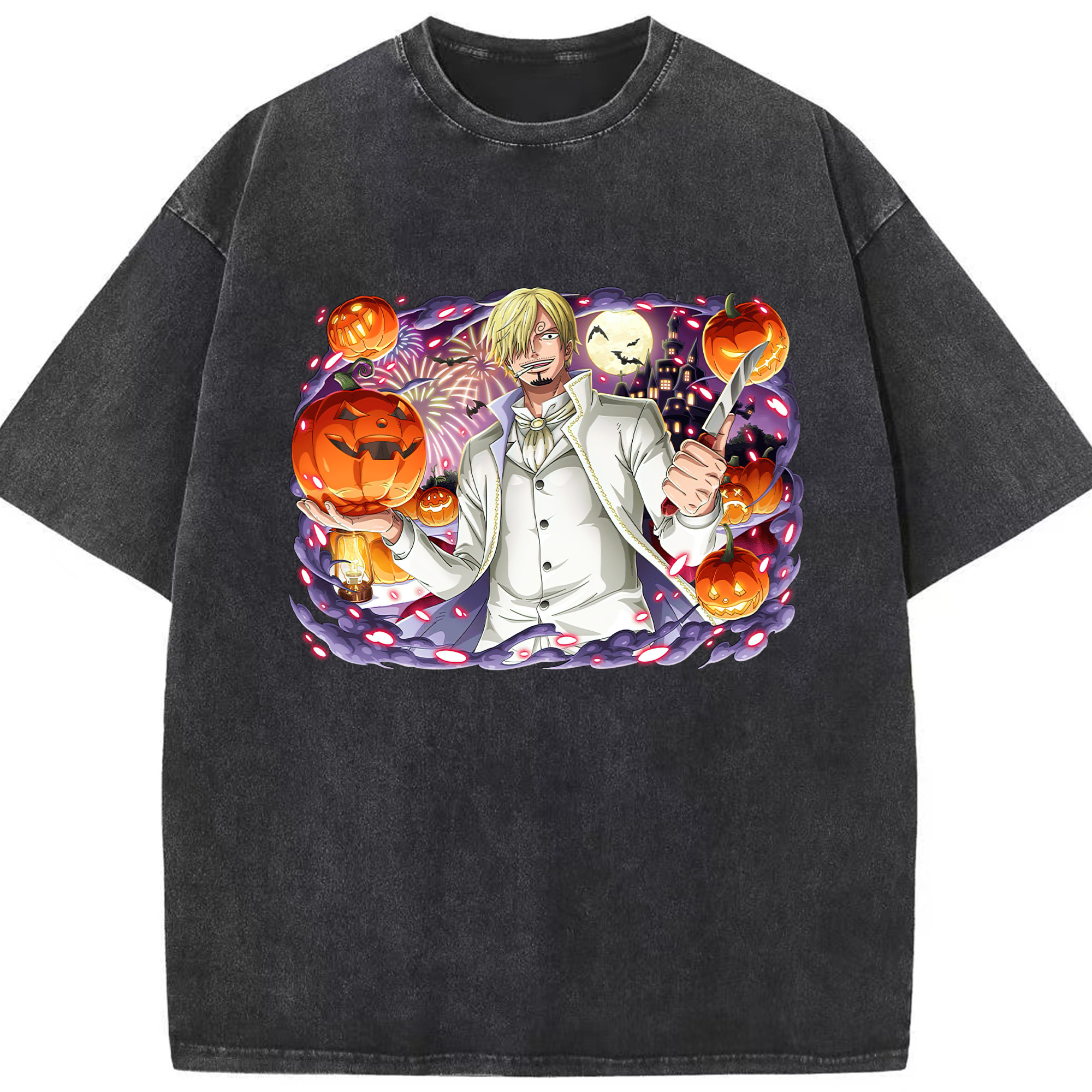 （画像用） ワンピース サンジ ONE PIECE Sanji 綿100% ヴィンテージ風 半袖Tシャツ（フロントプリント）