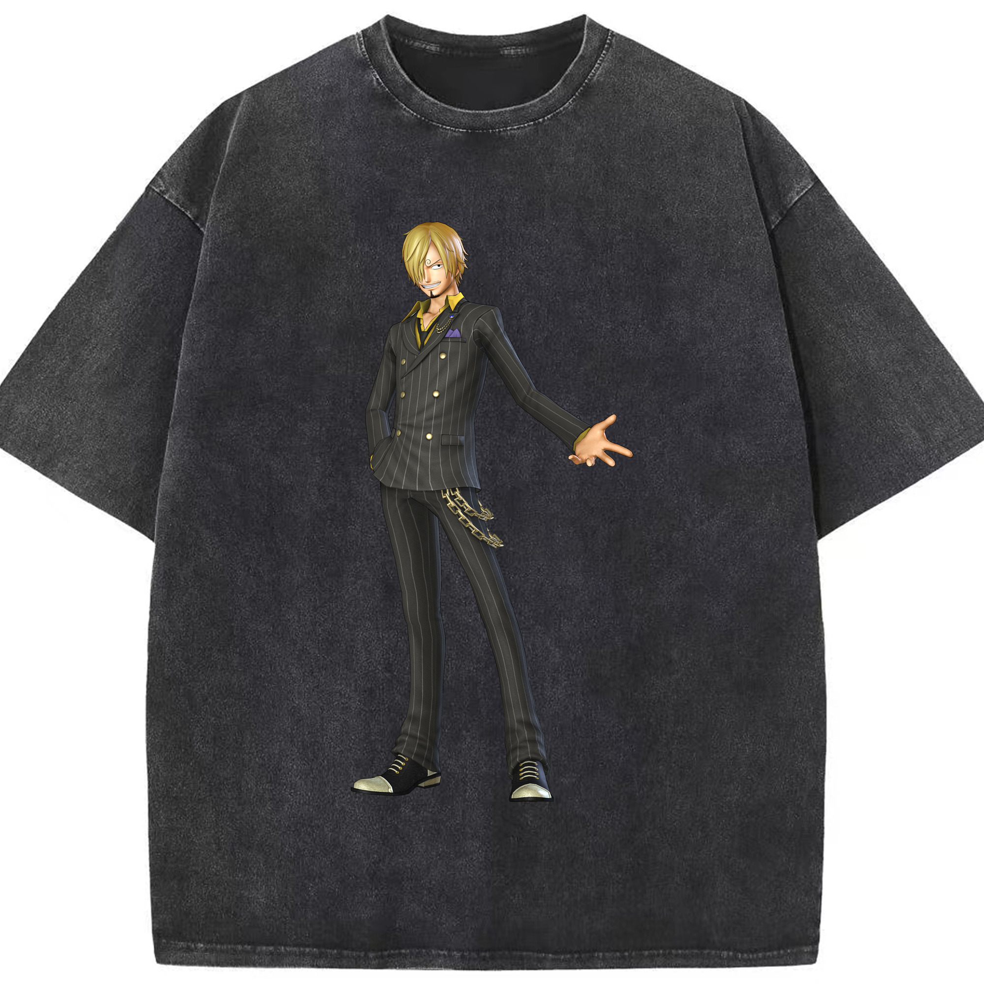 （画像用） ワンピース サンジ ONE PIECE Sanji 綿100% ヴィンテージ風 半袖Tシャツ（フロントプリント）