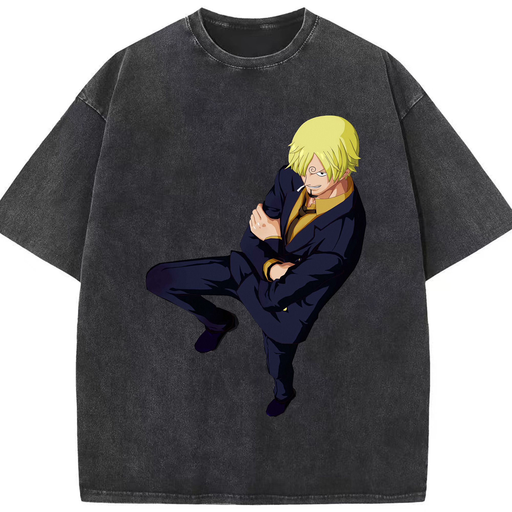 （画像用） ワンピース サンジ ONE PIECE Sanji 綿100% ヴィンテージ風 半袖Tシャツ（フロントプリント）