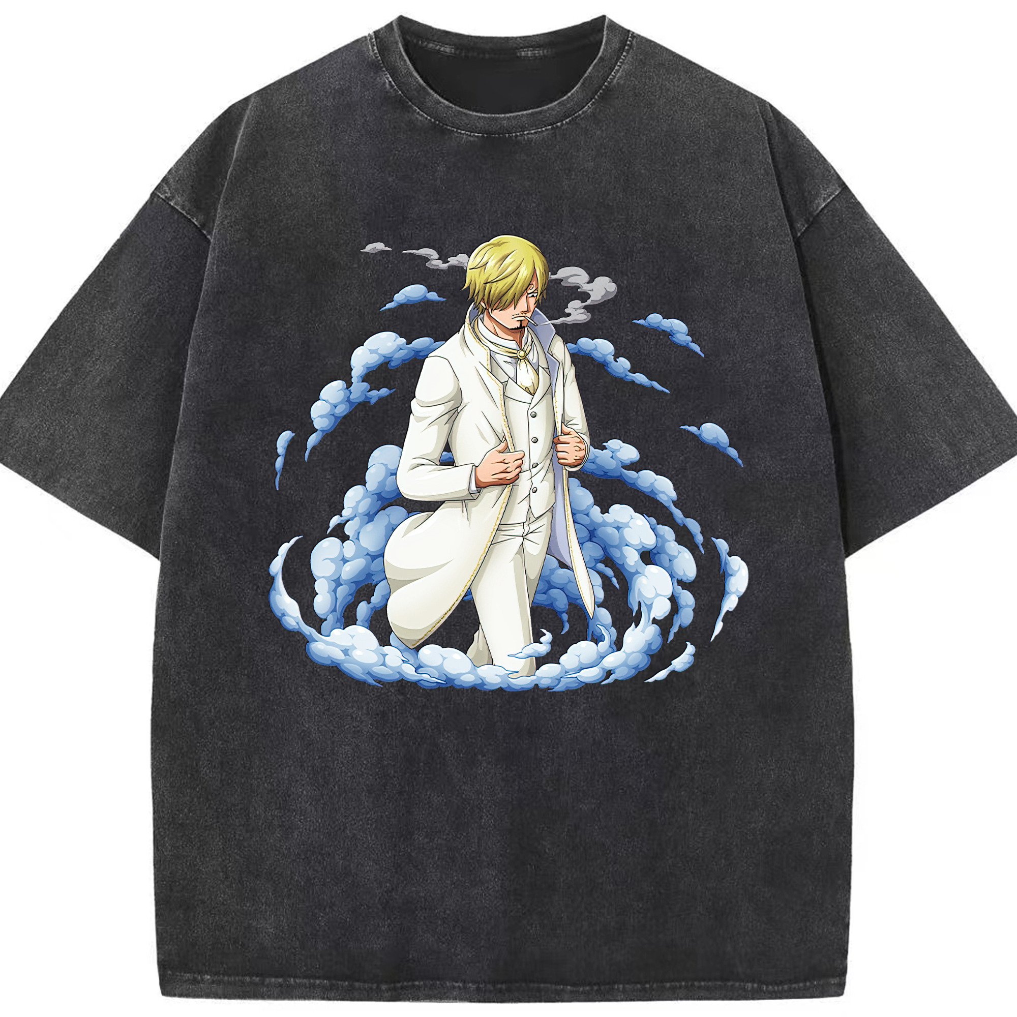 （画像用） ワンピース サンジ ONE PIECE Sanji 綿100% ヴィンテージ風 半袖Tシャツ（フロントプリント）
