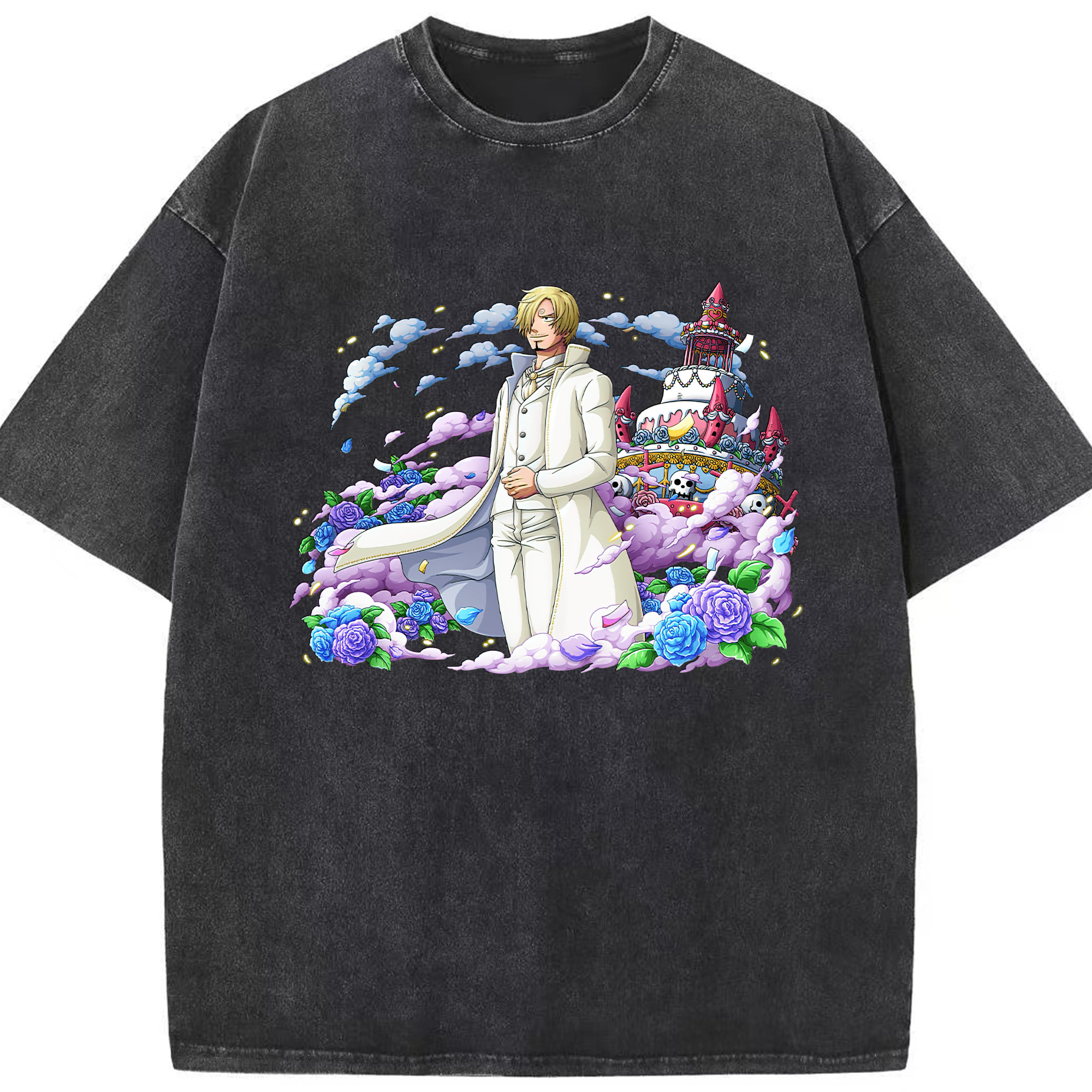 （画像用） ワンピース サンジ ONE PIECE Sanji 綿100% ヴィンテージ風 半袖Tシャツ（フロントプリント）