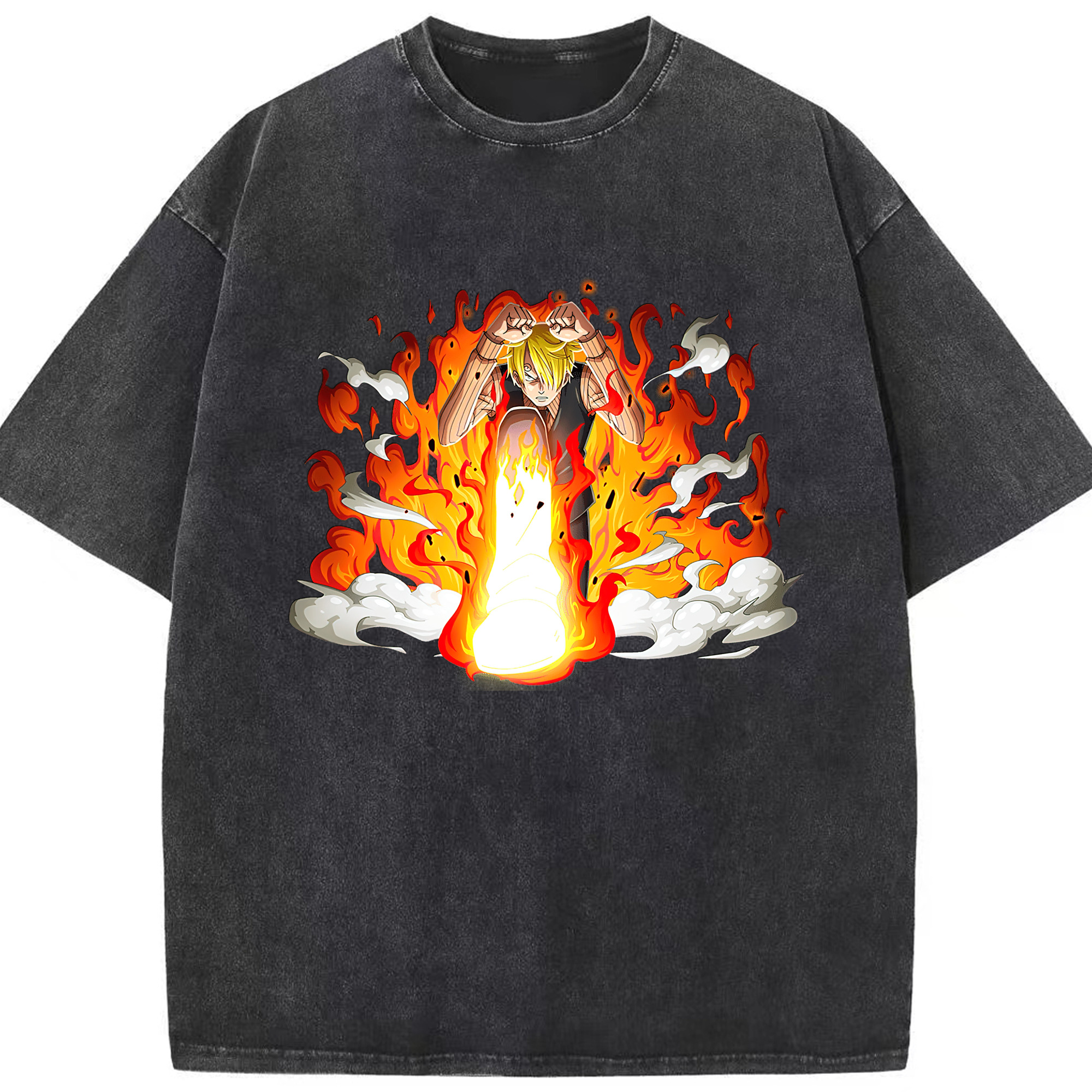 （画像用） ワンピース サンジ ONE PIECE Sanji 綿100% ヴィンテージ風 半袖Tシャツ（フロントプリント）