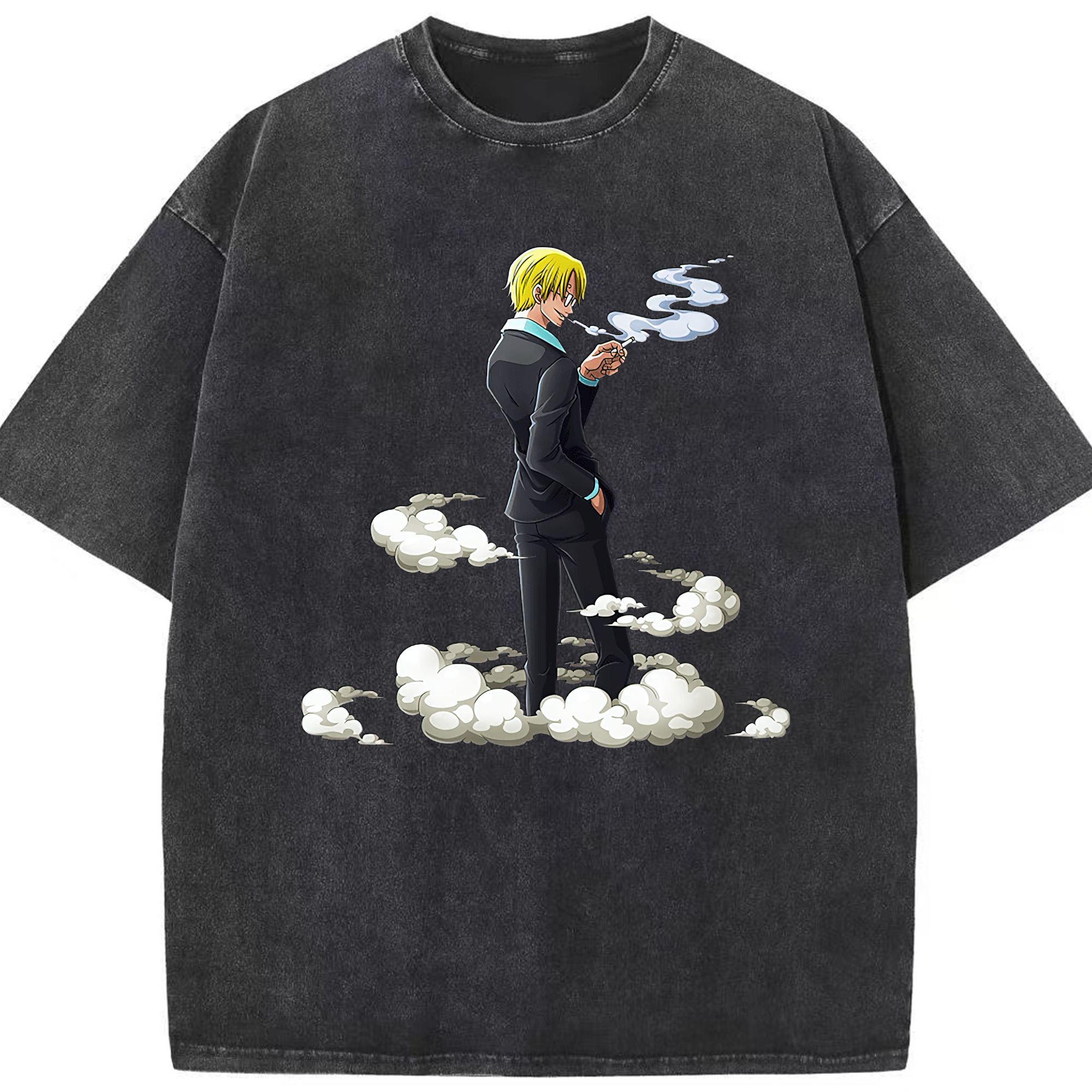 （画像用） ワンピース サンジ ONE PIECE Sanji 綿100% ヴィンテージ風 半袖Tシャツ（フロントプリント）