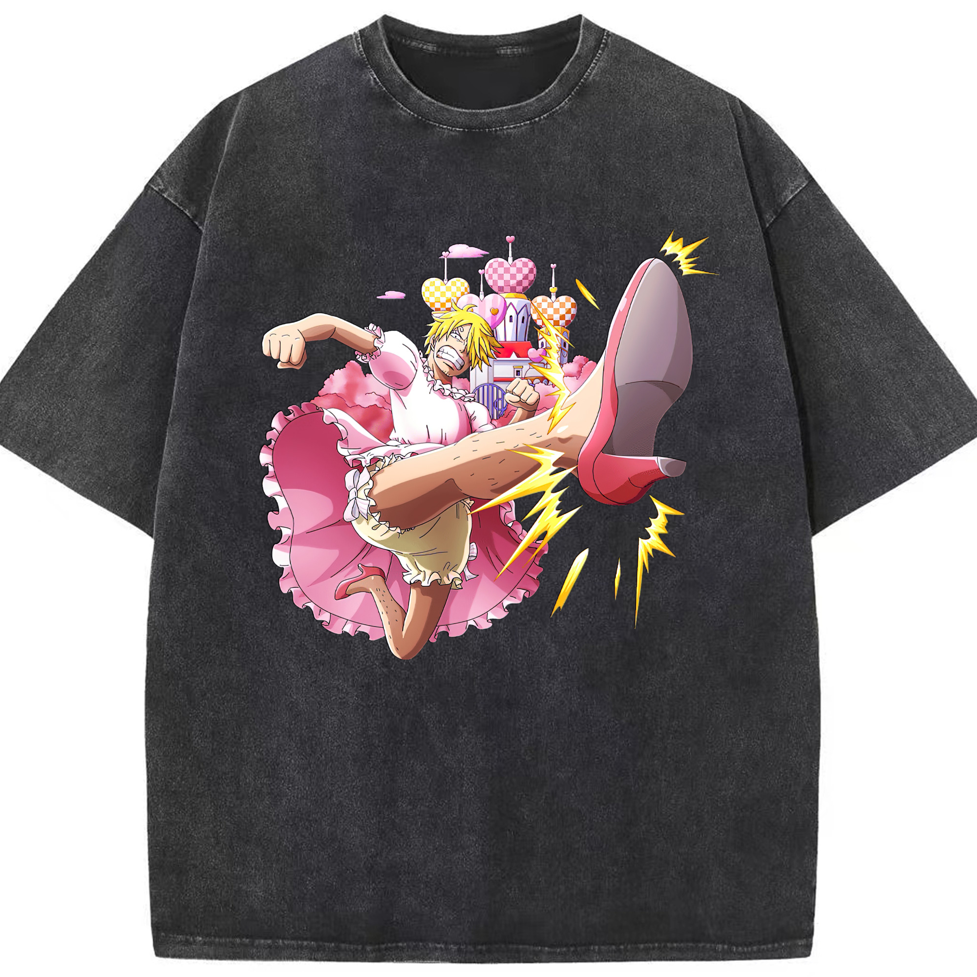 （画像用） ワンピース サンジ ONE PIECE Sanji 綿100% ヴィンテージ風 半袖Tシャツ（フロントプリント）