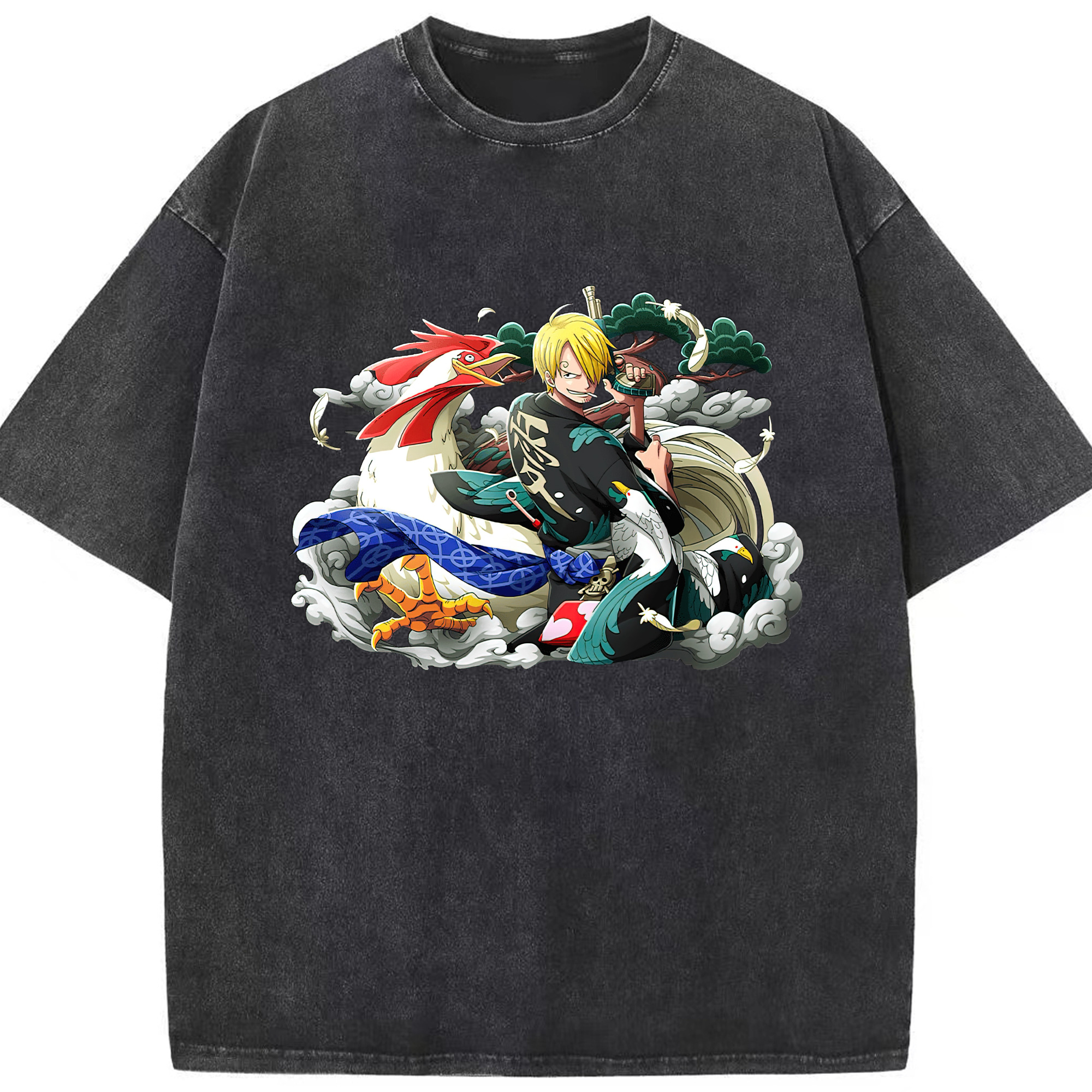 （画像用） ワンピース サンジ ONE PIECE Sanji 綿100% ヴィンテージ風 半袖Tシャツ（フロントプリント）