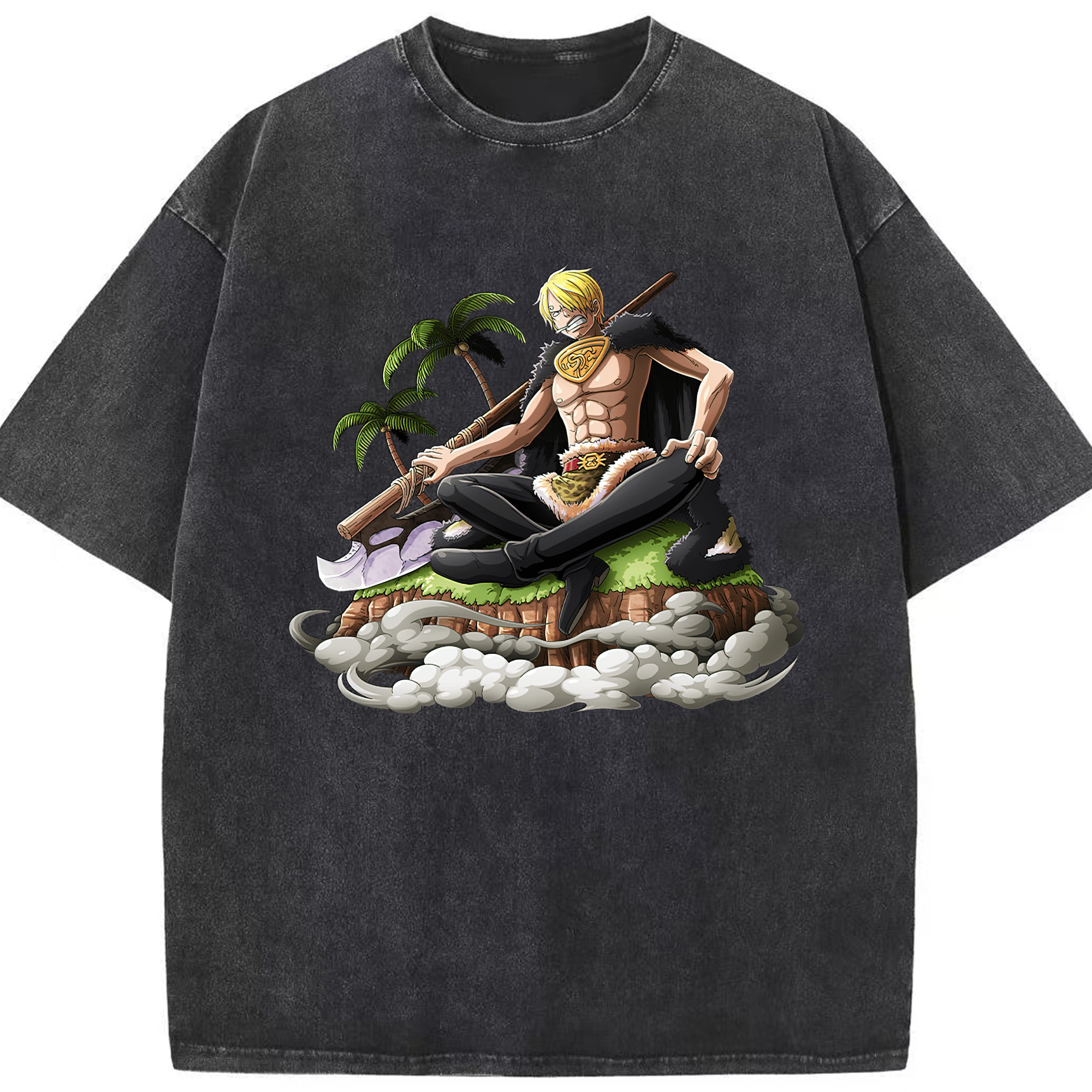 （画像用） ワンピース サンジ ONE PIECE Sanji 綿100% ヴィンテージ風 半袖Tシャツ（フロントプリント）