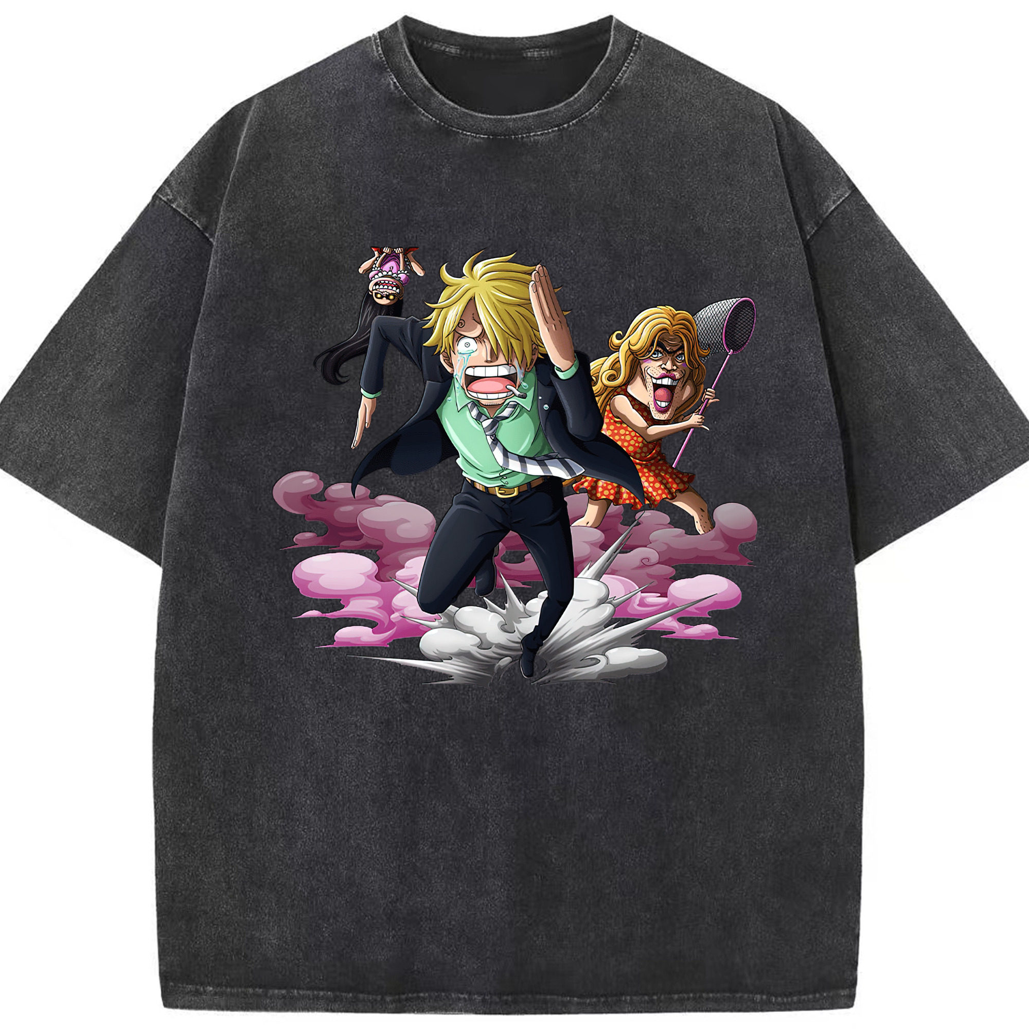 （画像用） ワンピース サンジ ONE PIECE Sanji 綿100% ヴィンテージ風 半袖Tシャツ（フロントプリント）